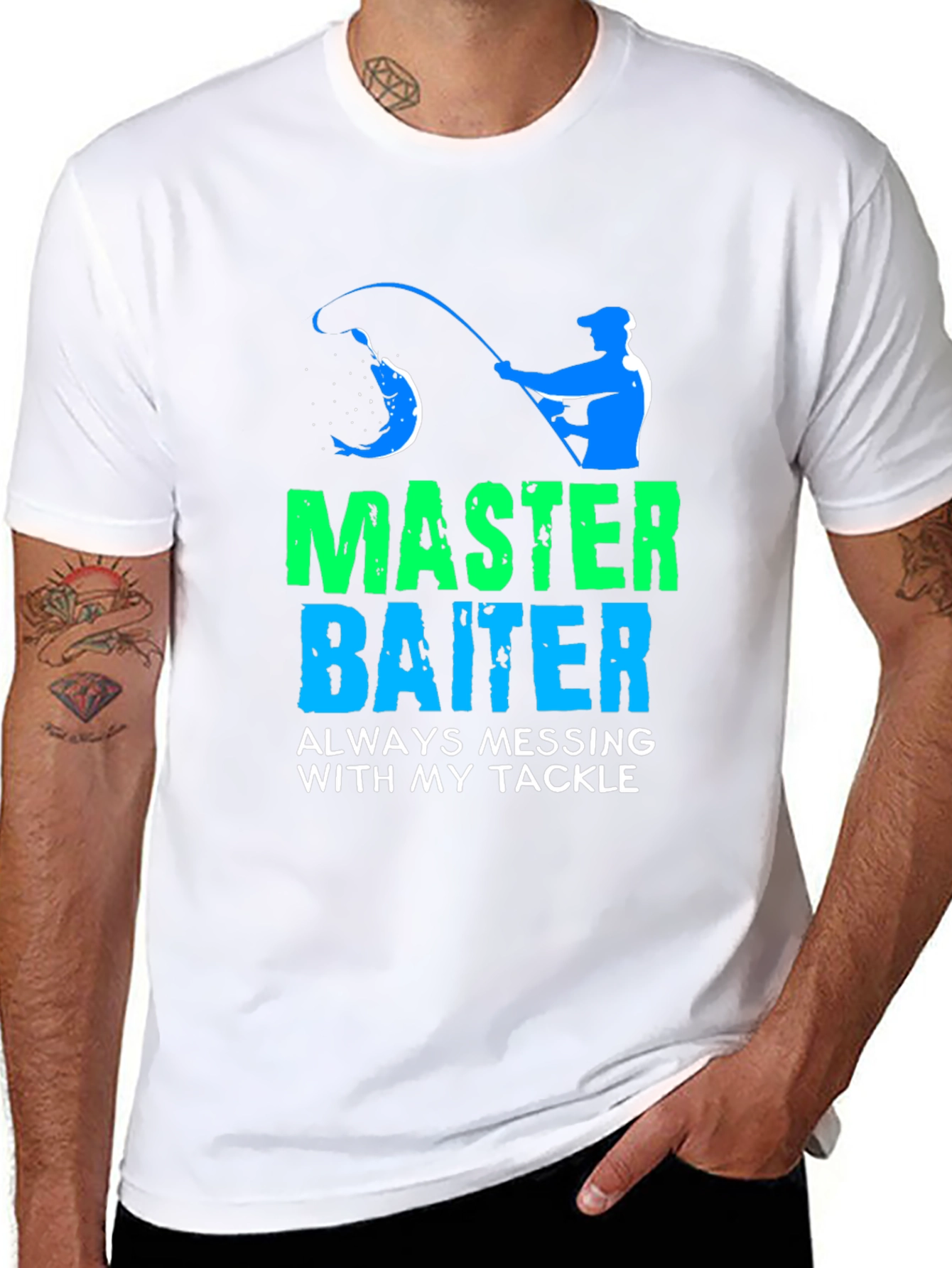 Black Master Baiter Fishing T-Shirt - Funny Angler Design view 8