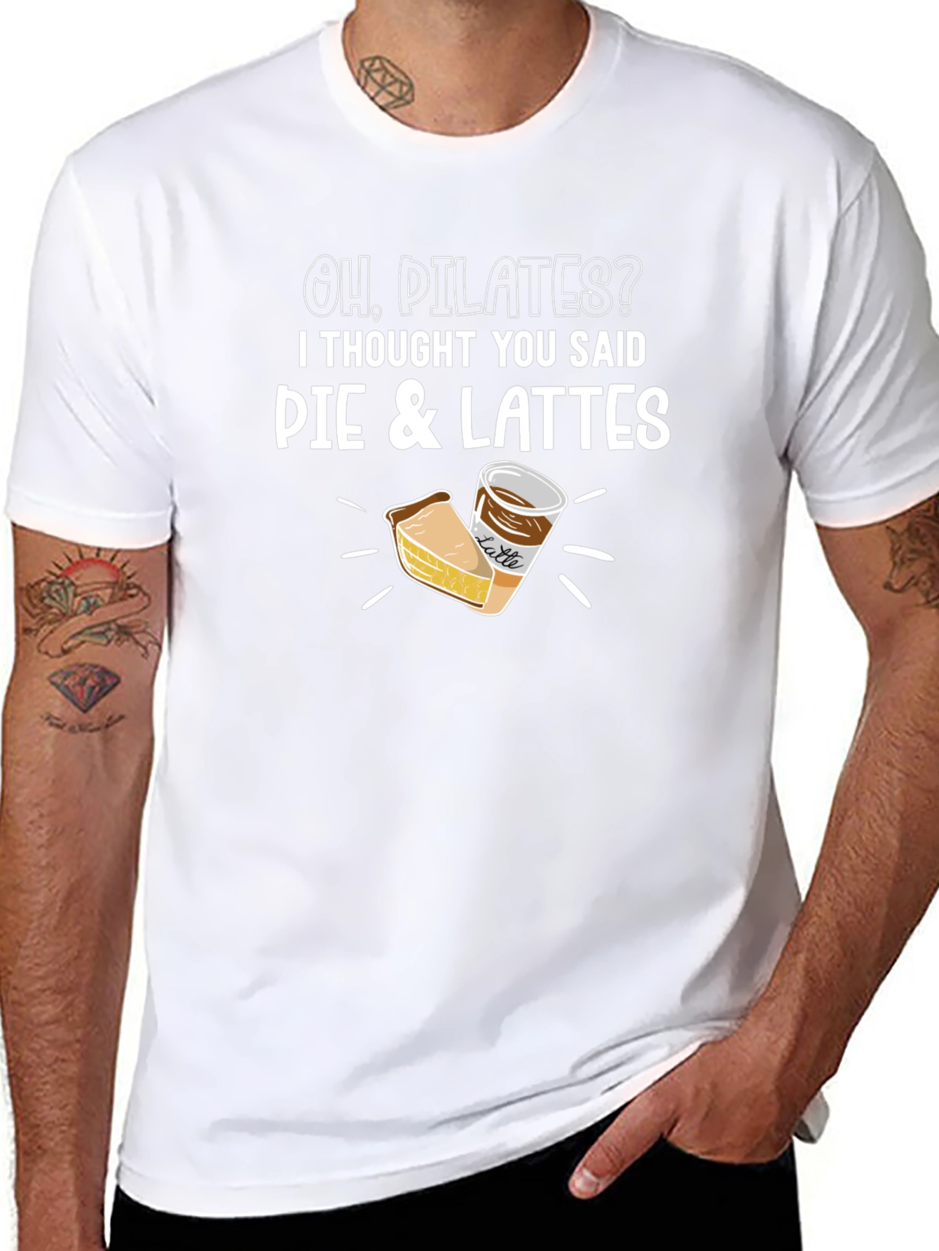 Black Pie & Lattes Graphic Tee - Funny Pilates Misunderstanding view 8
