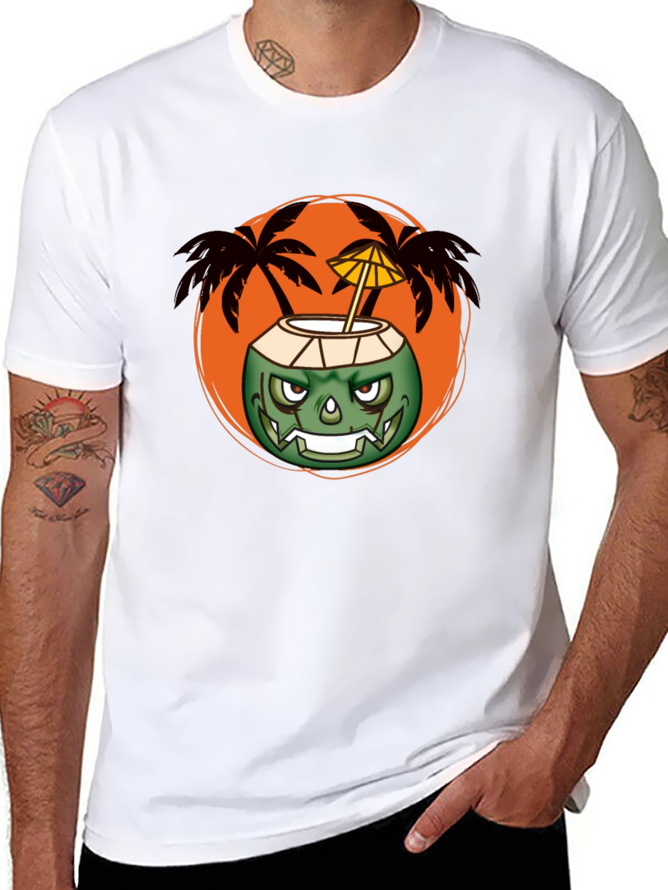 Black Zombie Coconut Cocktail Graphic Tee - Black view 8