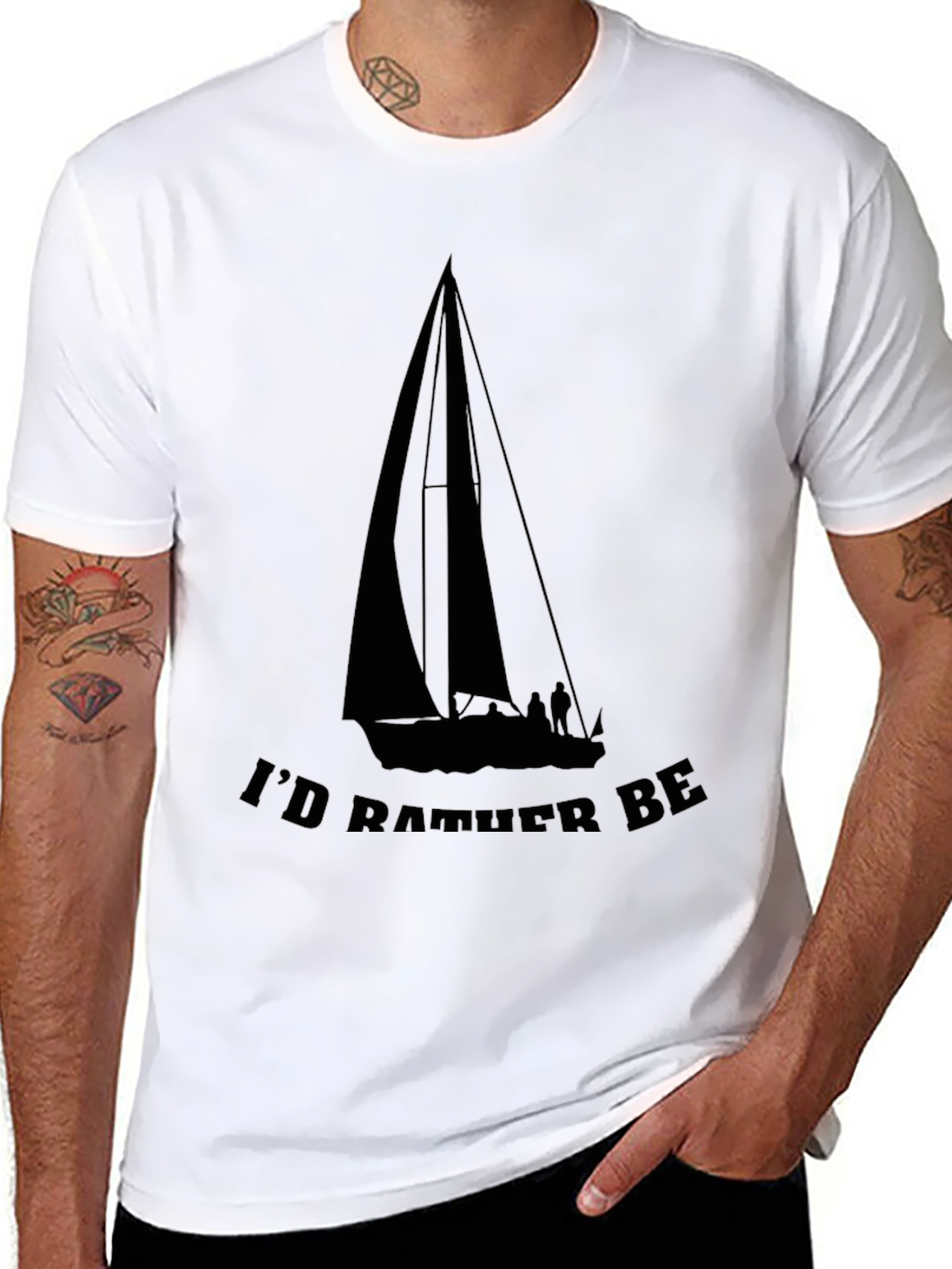 Black Sailboat T-Shirt - I'd Rather Be Sailing view 8