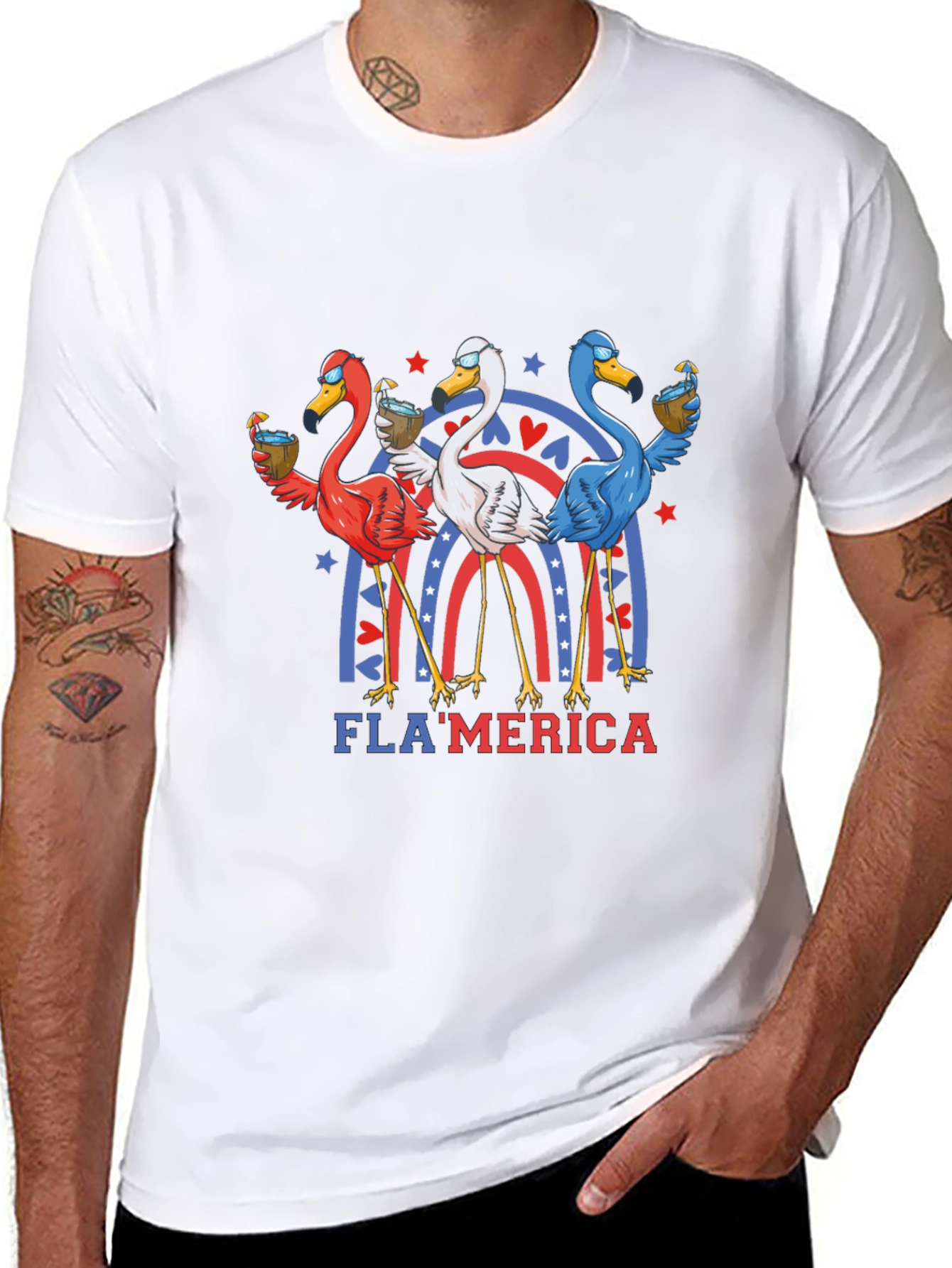 Black Fla'merica Patriotic Flamingo T-Shirt view 8
