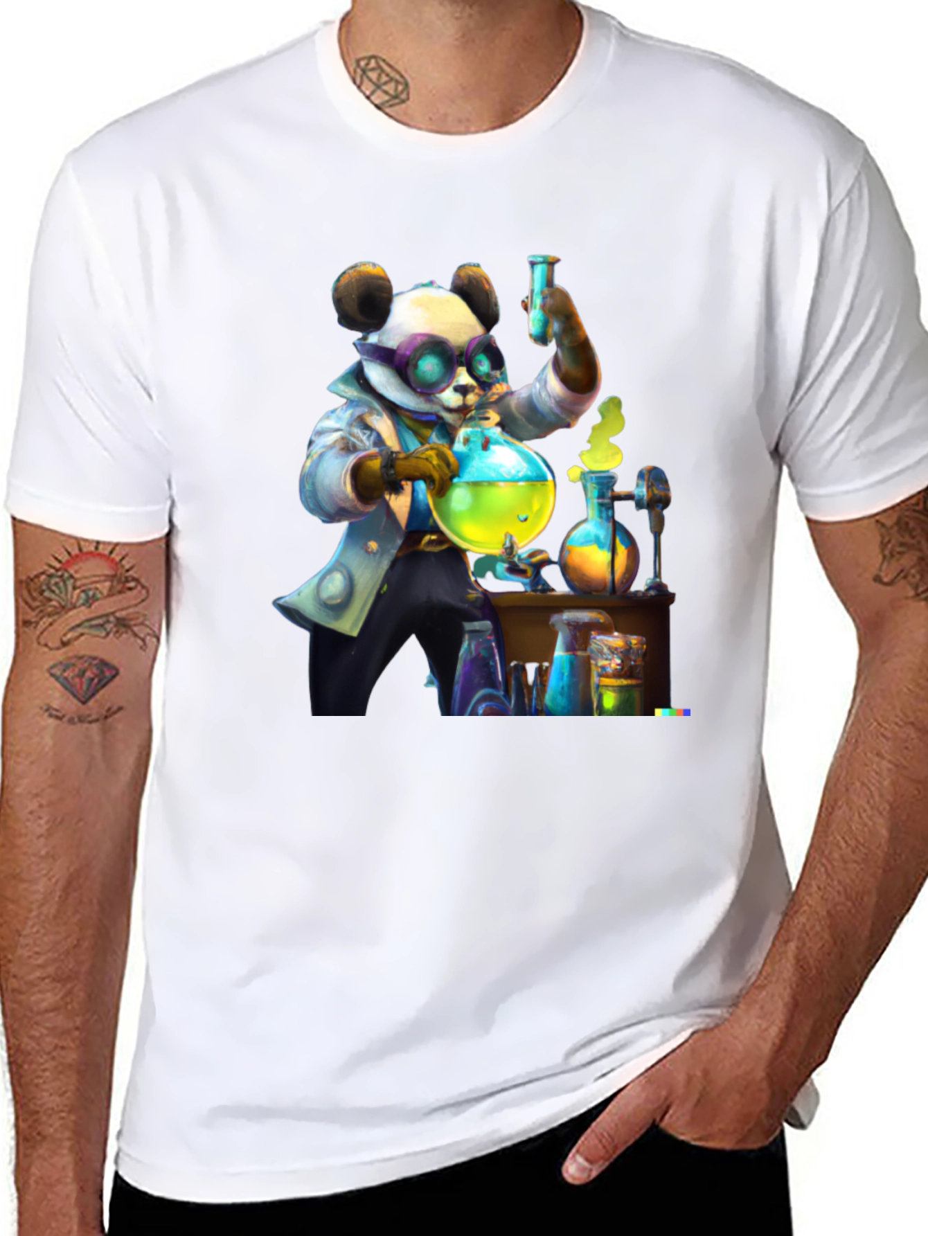 Black Mad Scientist Panda T-Shirt view 8