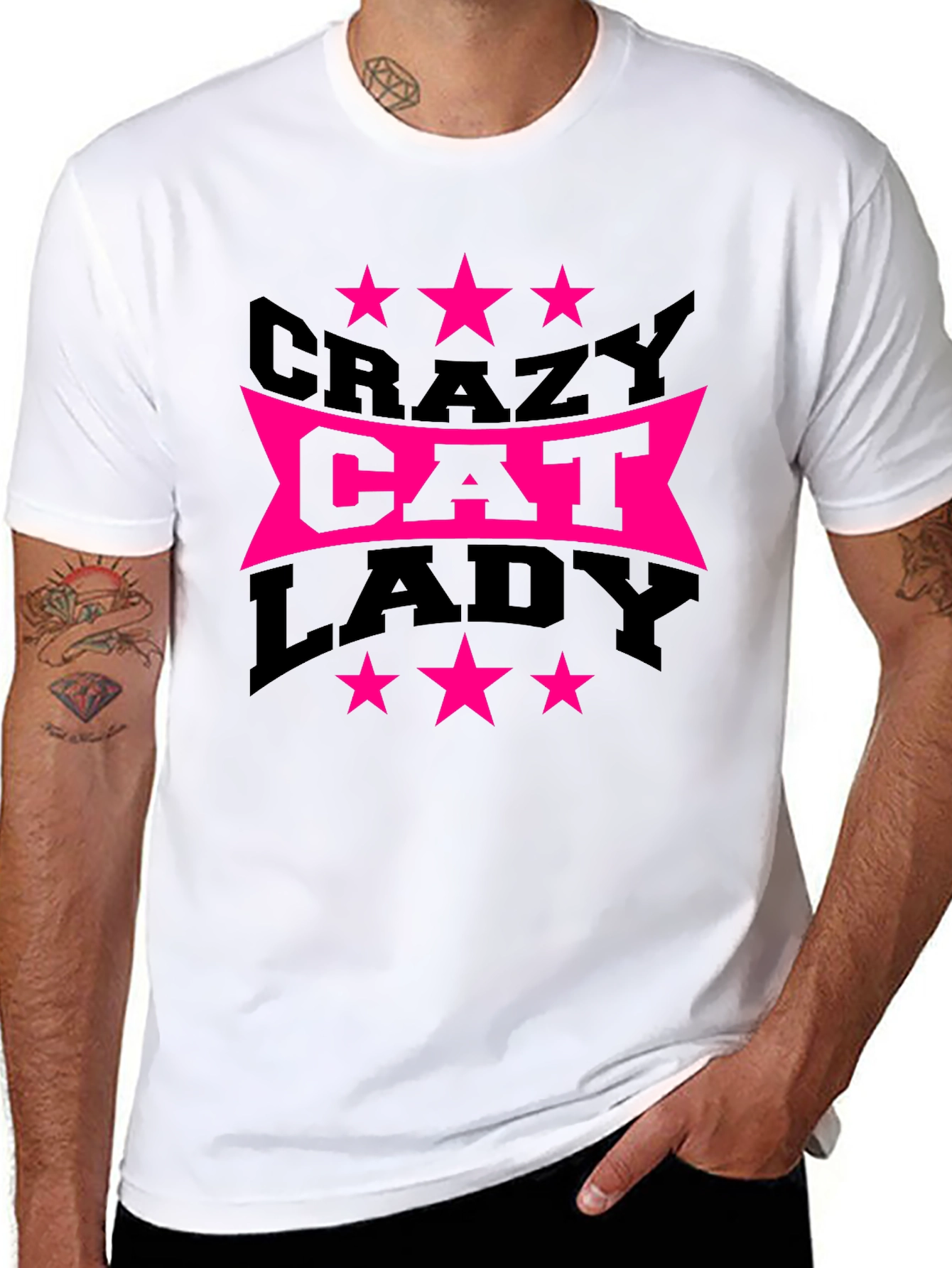 Black Crazy Cat Lady T-Shirt - Novelty Graphic Tee view 8