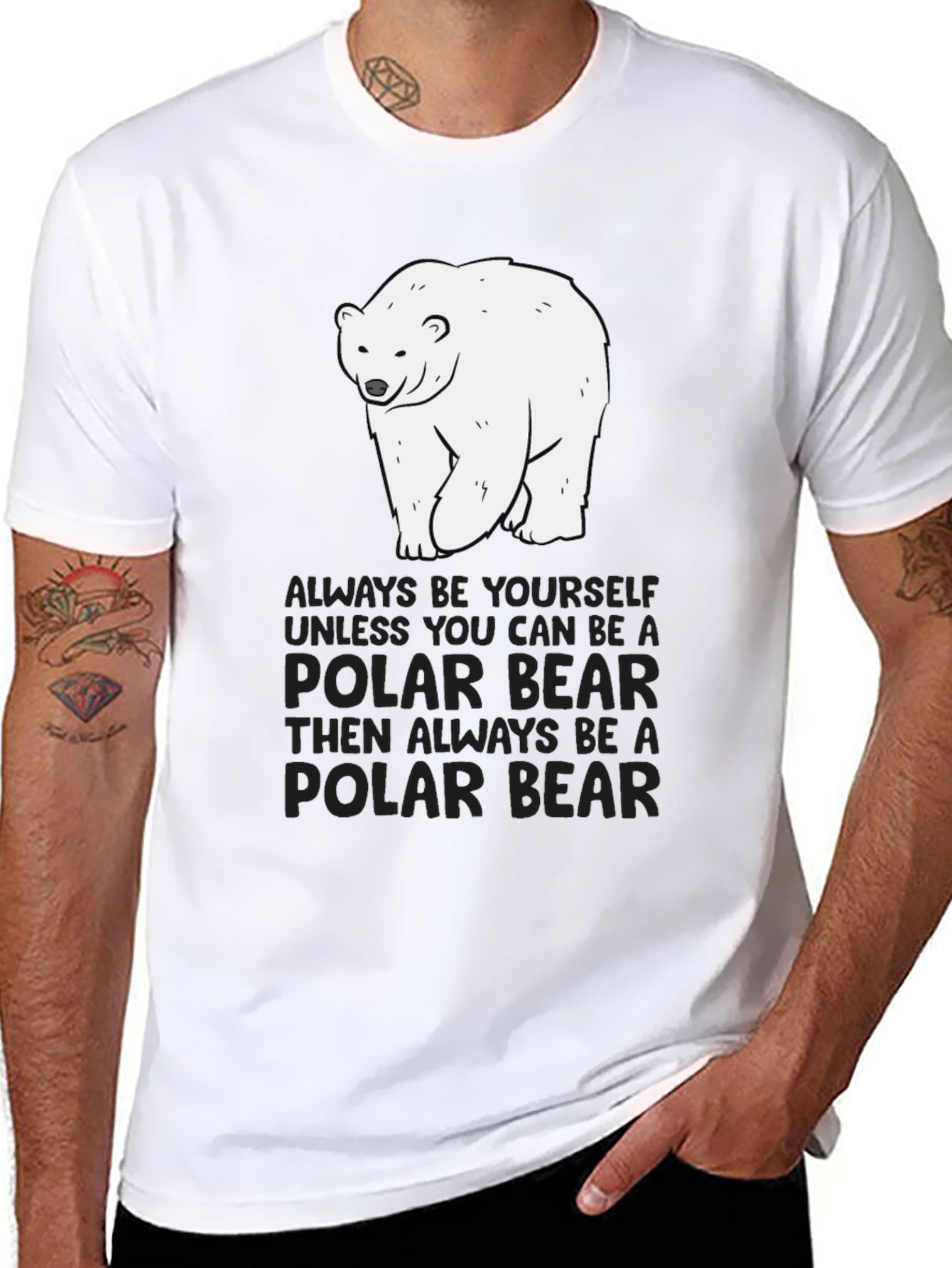 Black Polar Bear T-Shirt - Always Be Yourself Graphic Tee view 8