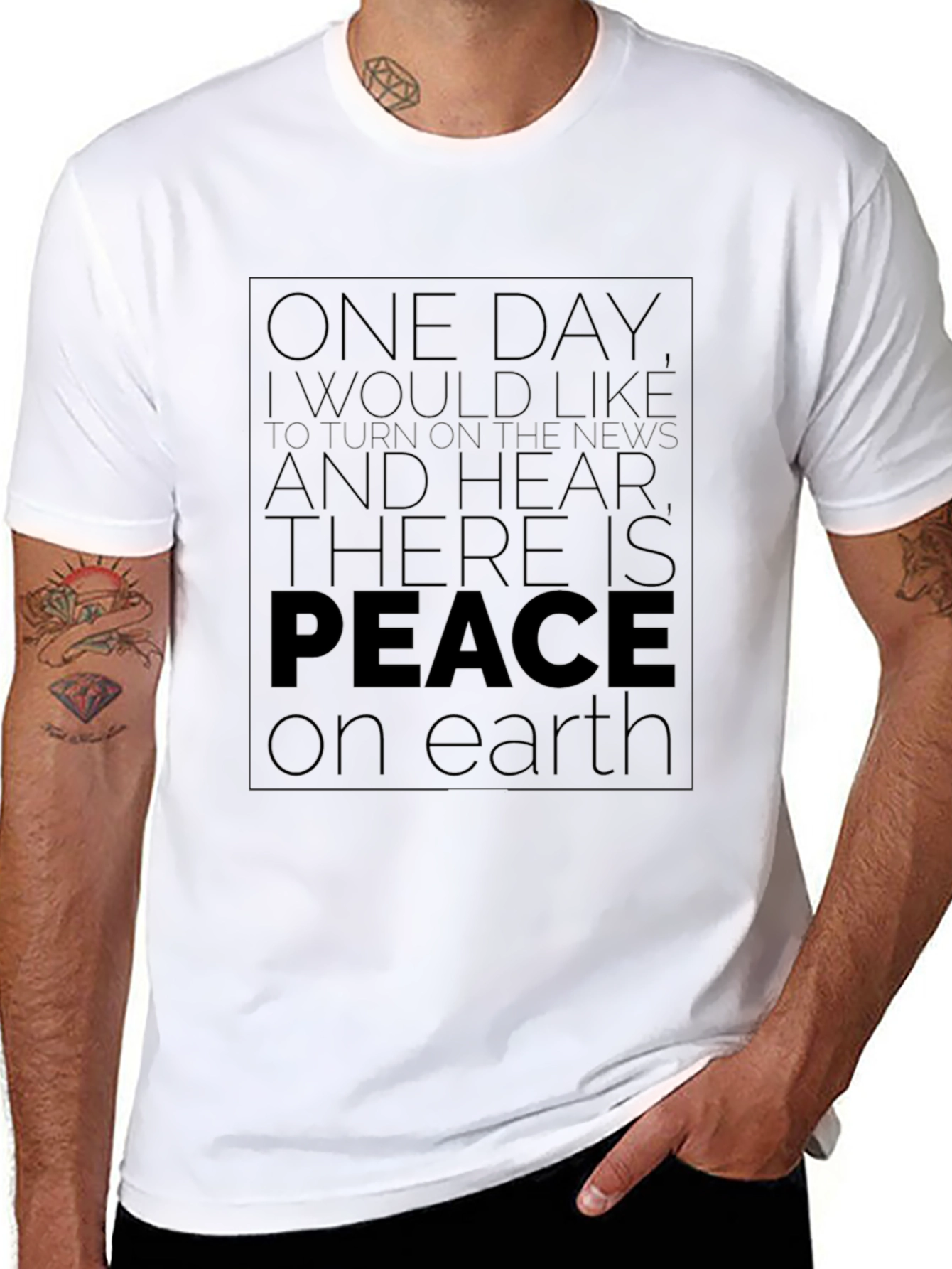 Black Peace on Earth Graphic Tee - Unisex Black T-Shirt view 8