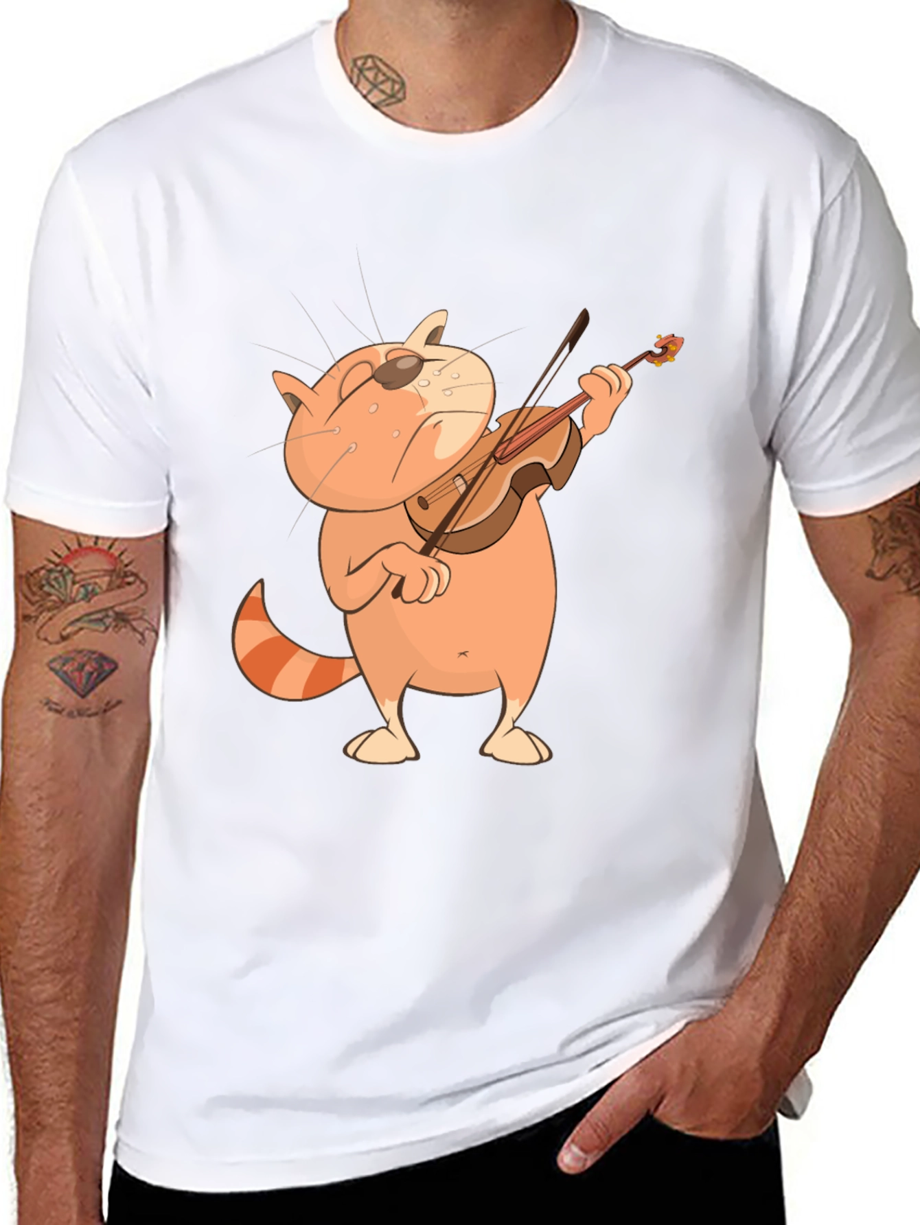 Black Cat Violinist Graphic Tee view 8