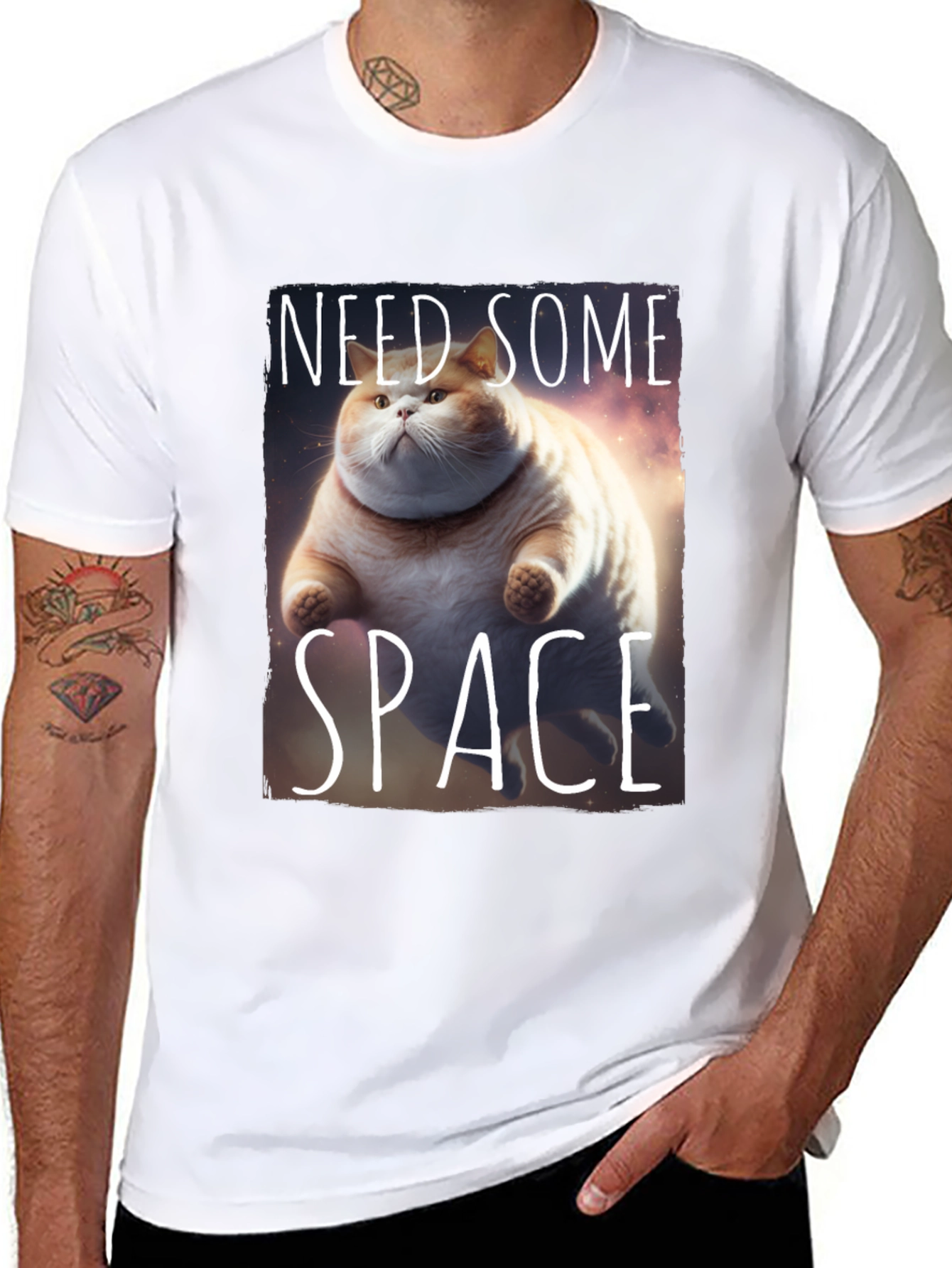 Black Need Some Space Cat T-Shirt view 8