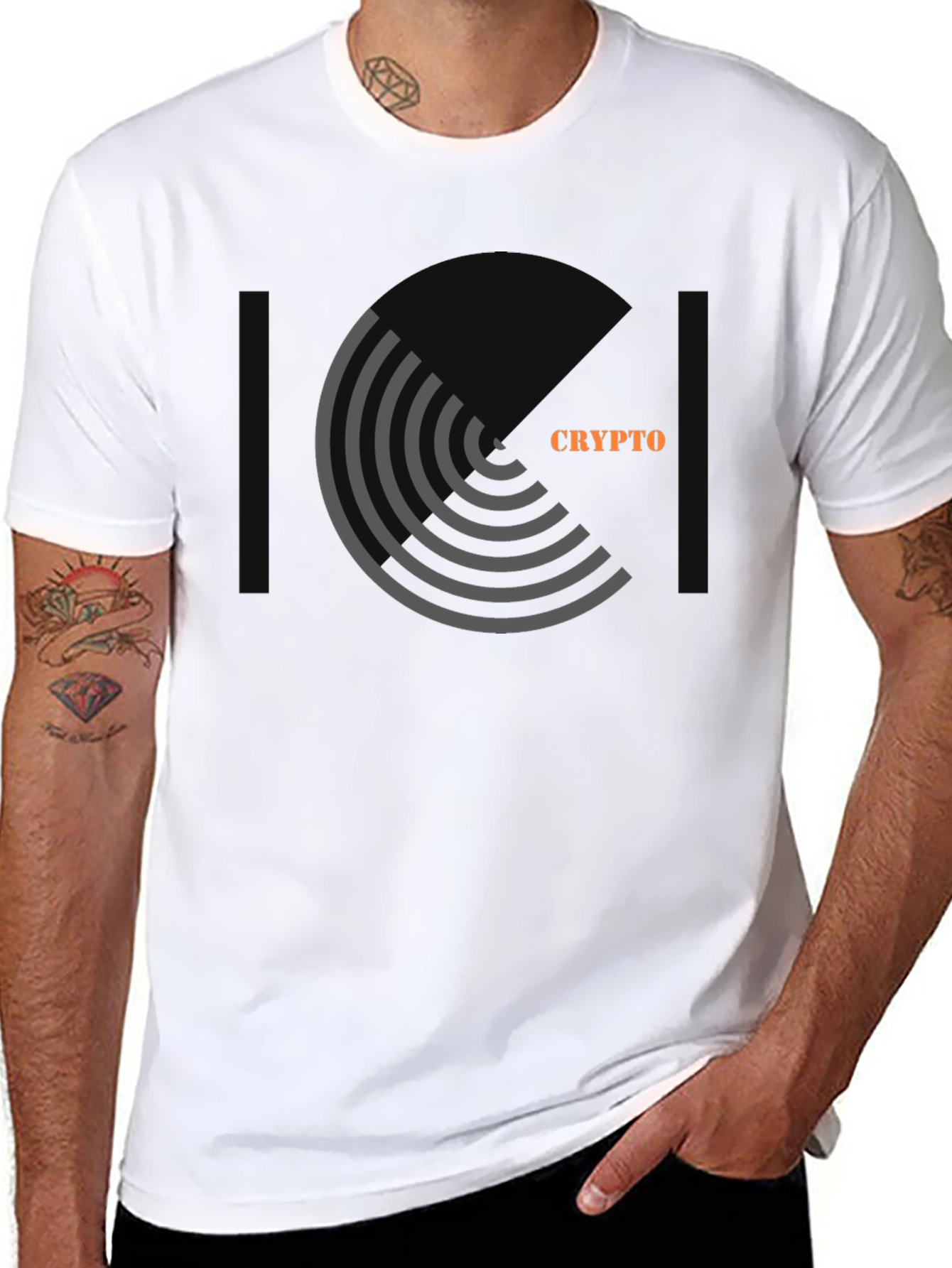 Black Crypto Graphic Tee - Modern Circular Design view 8