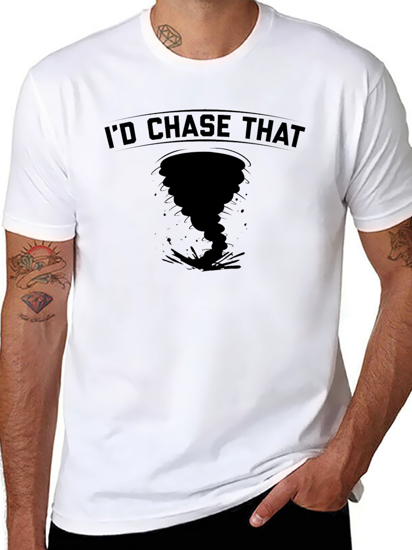 Black I'd Chase That Tornado T-Shirt view 8