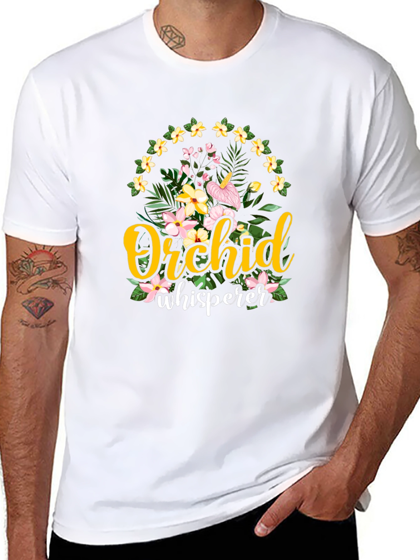 Black Orchid Whisperer Graphic T-Shirt - Floral Design view 8