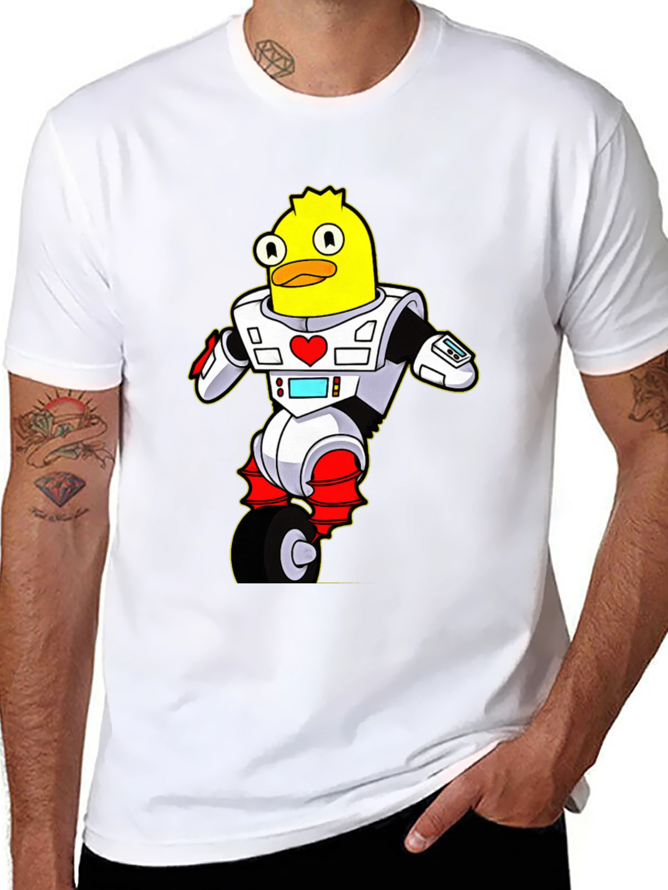 Black Robot Duck T-Shirt - Sci-Fi Cartoon Tee view 8