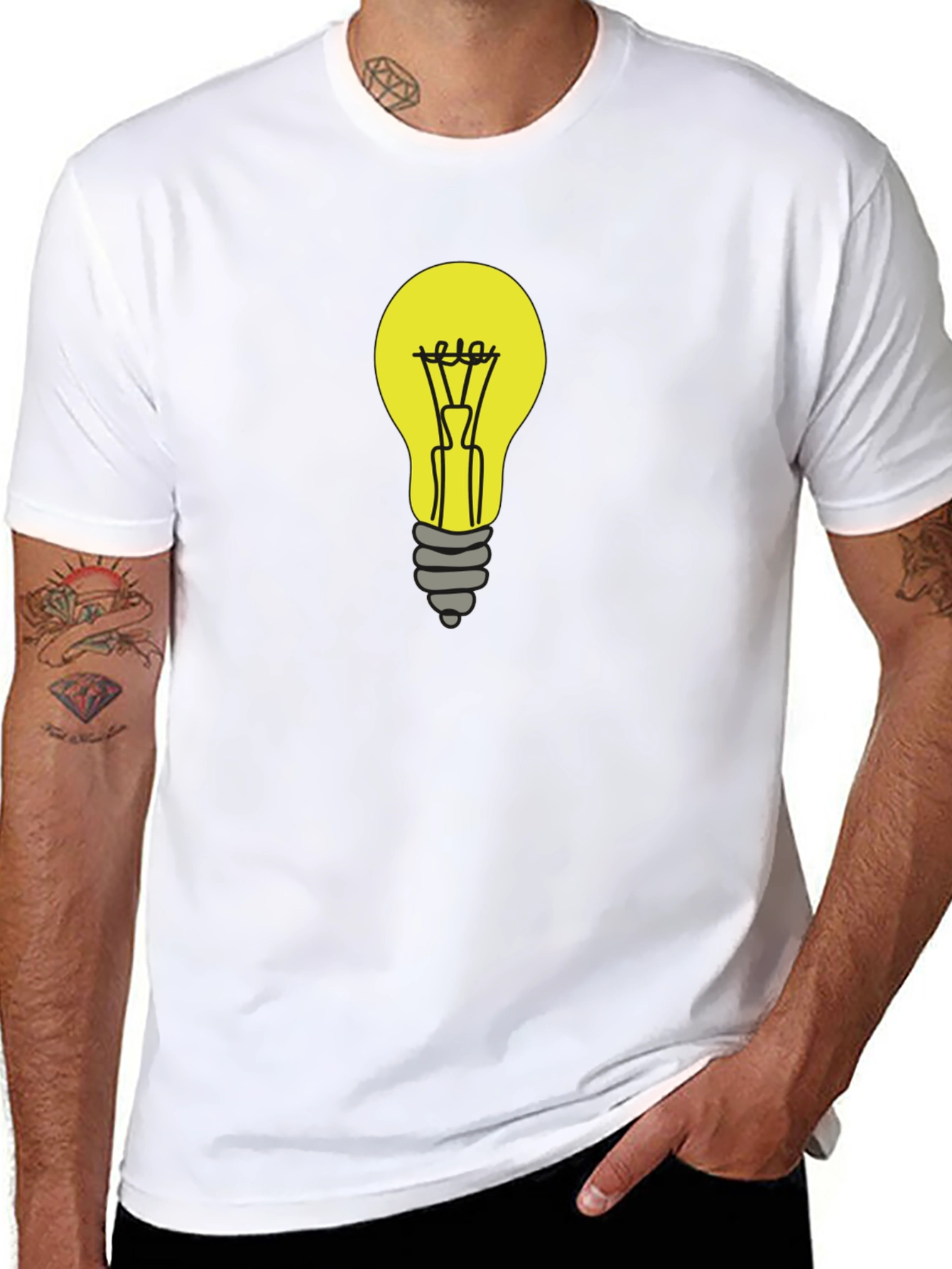 Black Light Bulb Graphic Tee - Black Cotton T-Shirt view 8