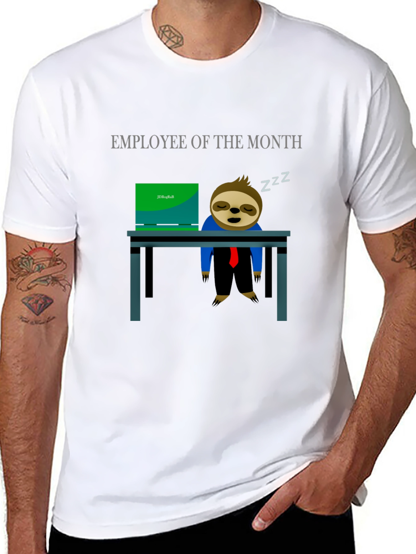 Black Employee of the Month Sloth T-Shirt - Funny Office Tee view 8