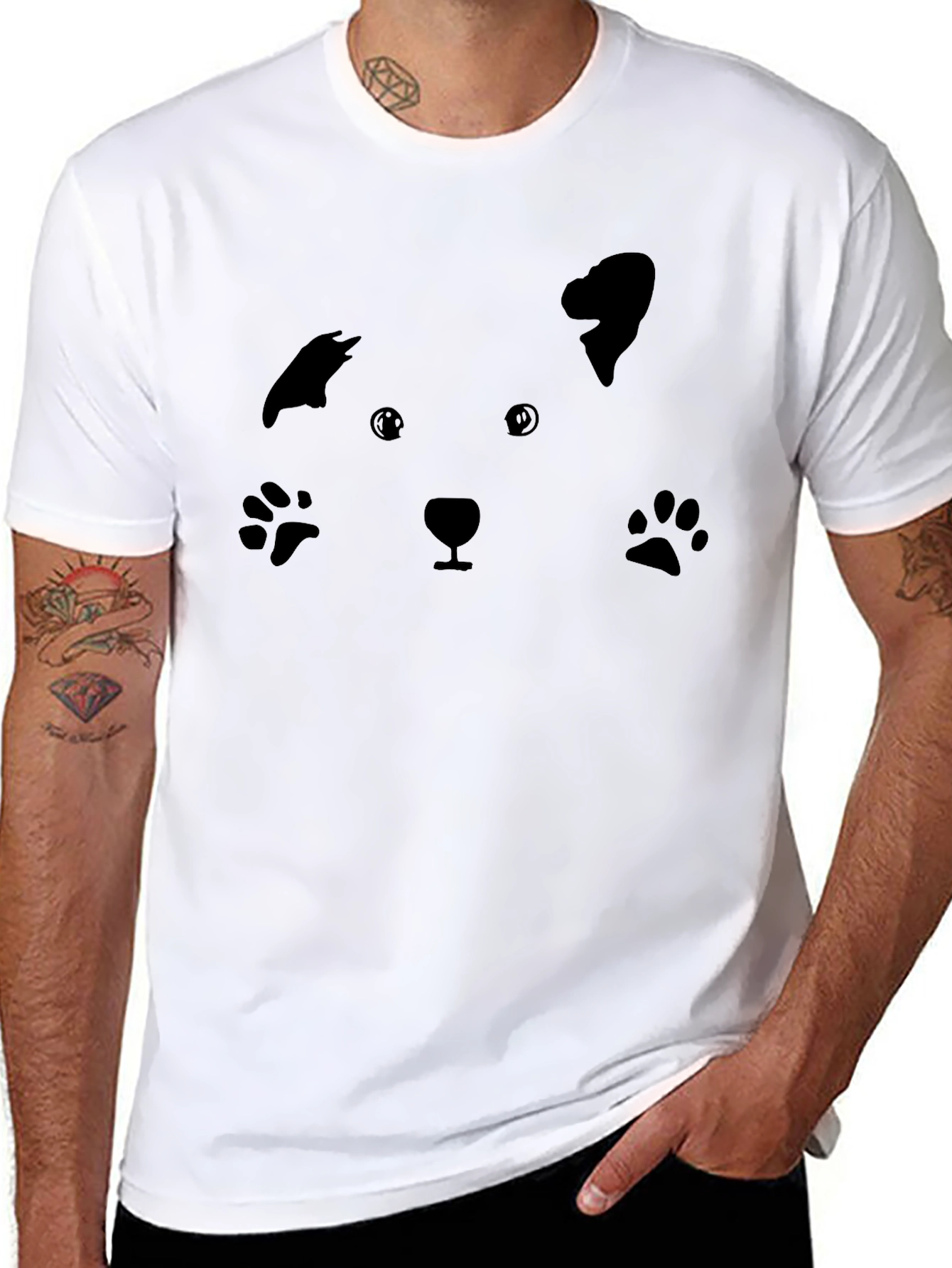 Cute Panda Face Graphic Print Black T-Shirt - 8