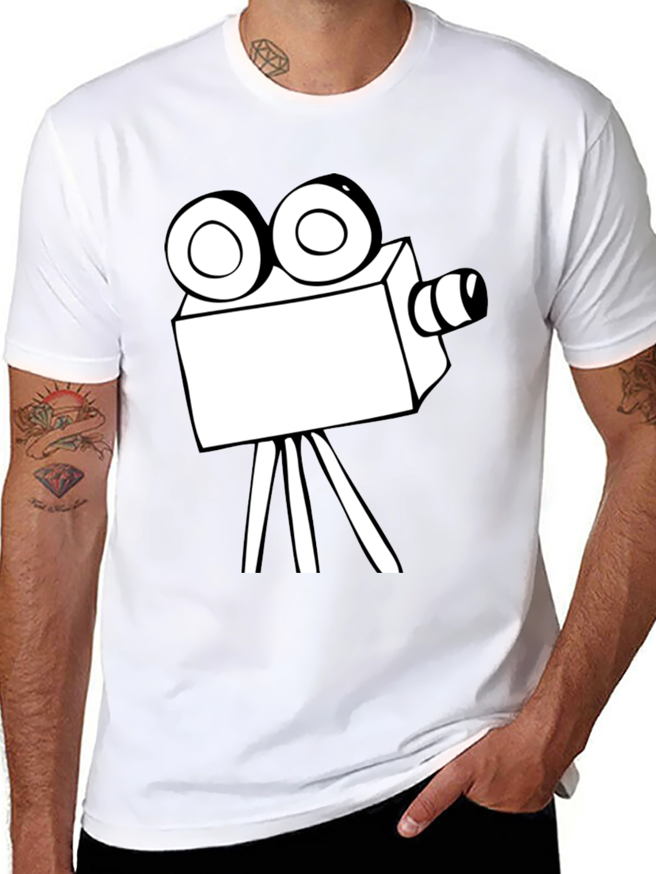 Black Retro Movie Camera Graphic T-Shirt view 8