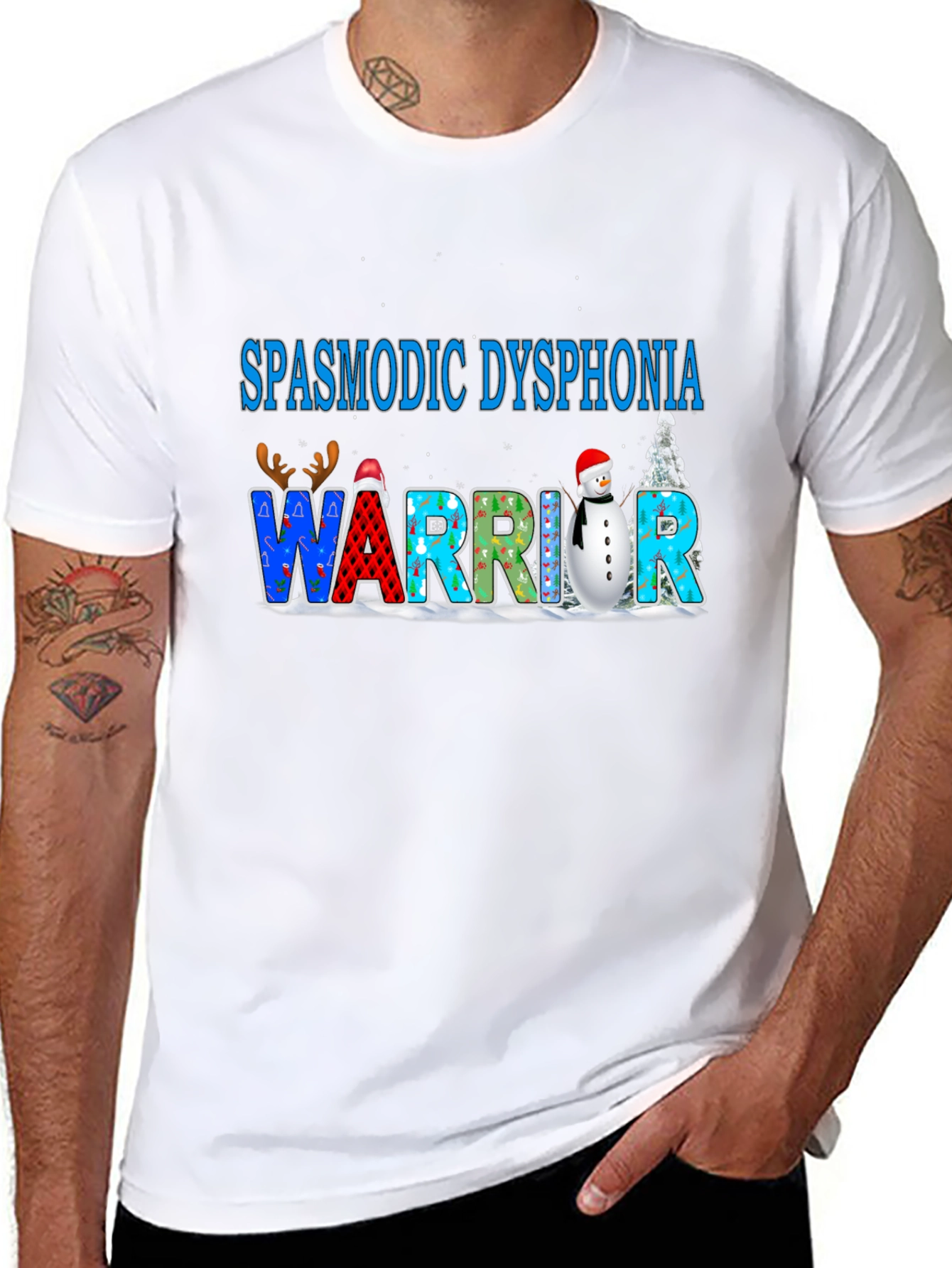 Black Spasmodic Dysphonia Warrior T-Shirt view 8