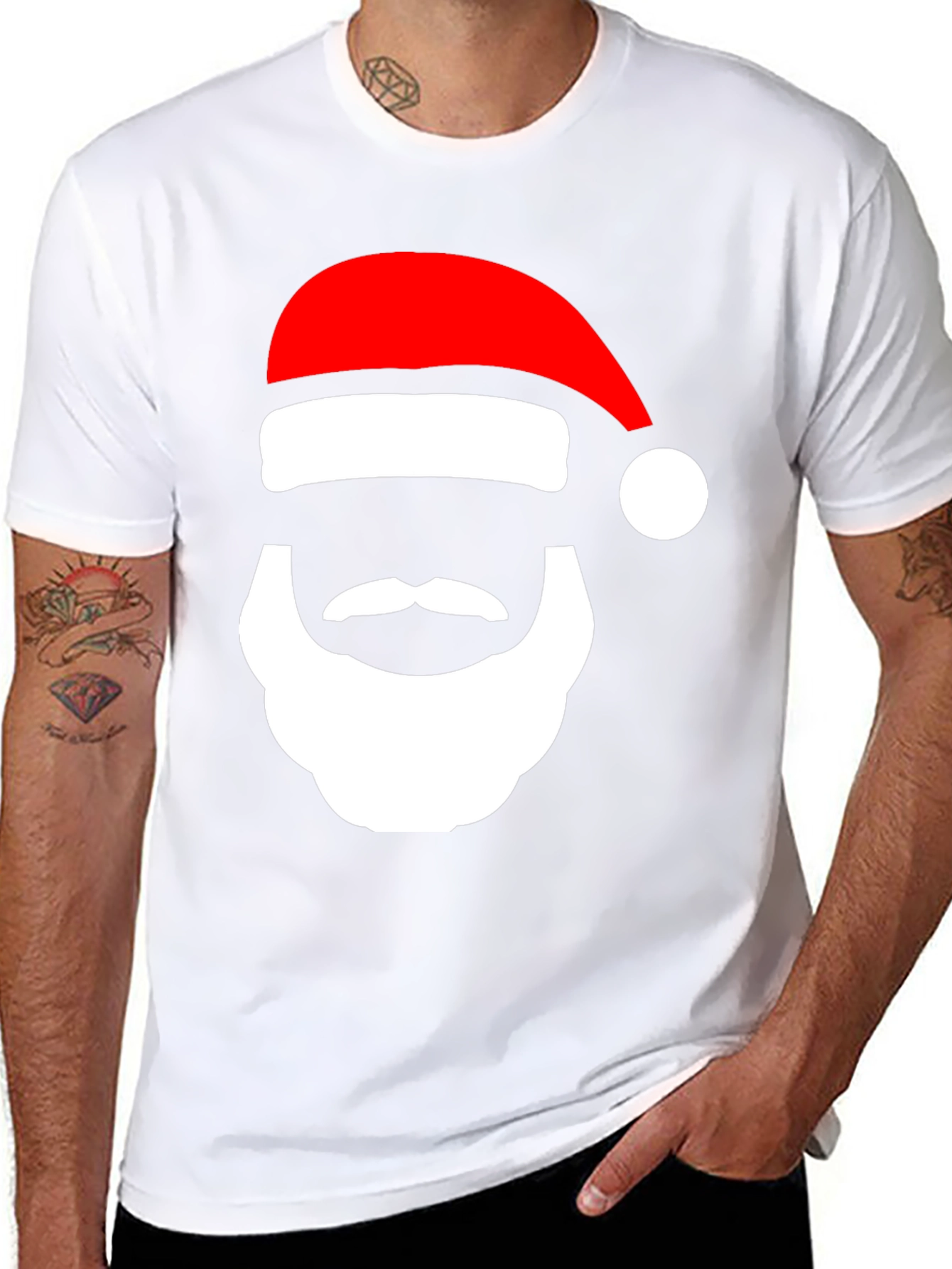 Festive Santa Face Graphic Tee - Holiday Cheer! - 8