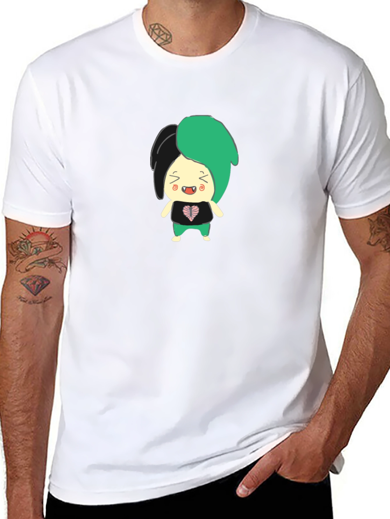 Black Cartoon Character Graphic T-Shirt view 8