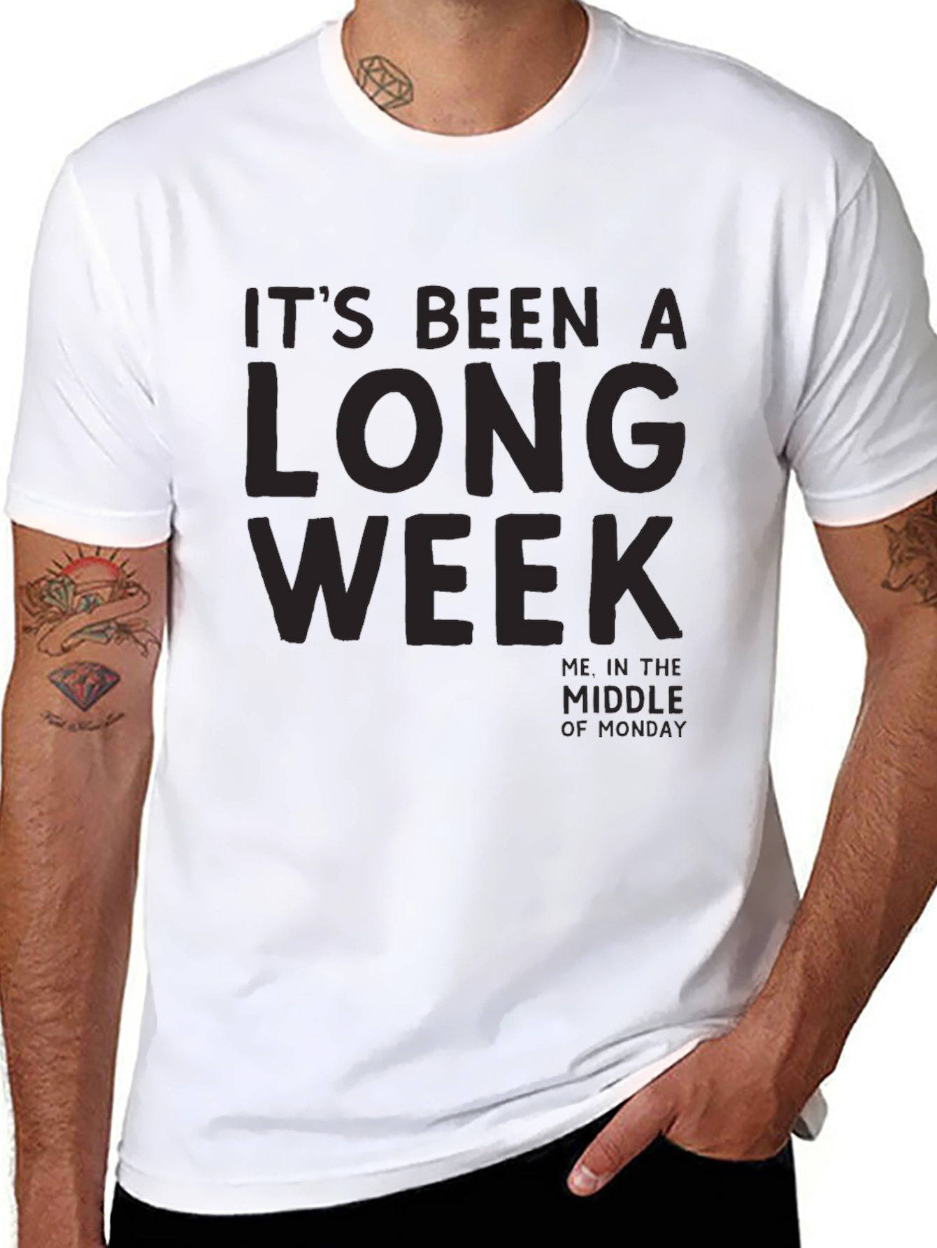 Black It's Been a Long Week Men's Black T-Shirt view 8