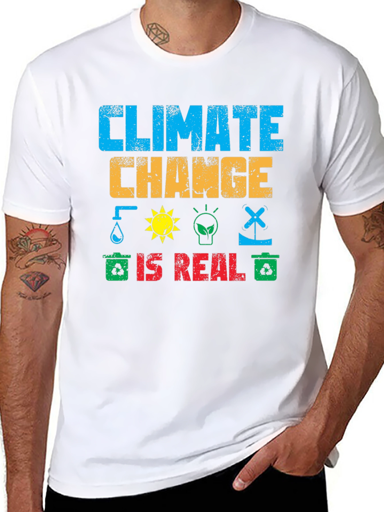 Black Climate Change is Real Graphic T-Shirt view 8