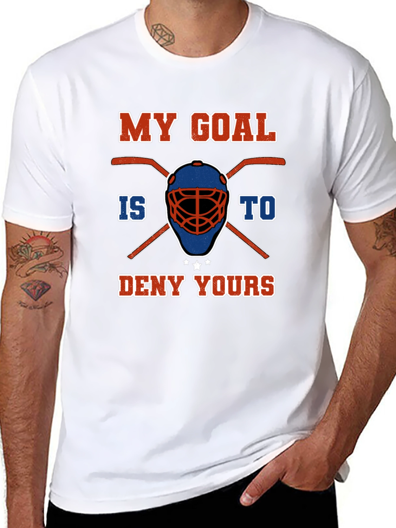 Black Hockey Goalie T-Shirt: My Goal Is To Deny Yours view 8