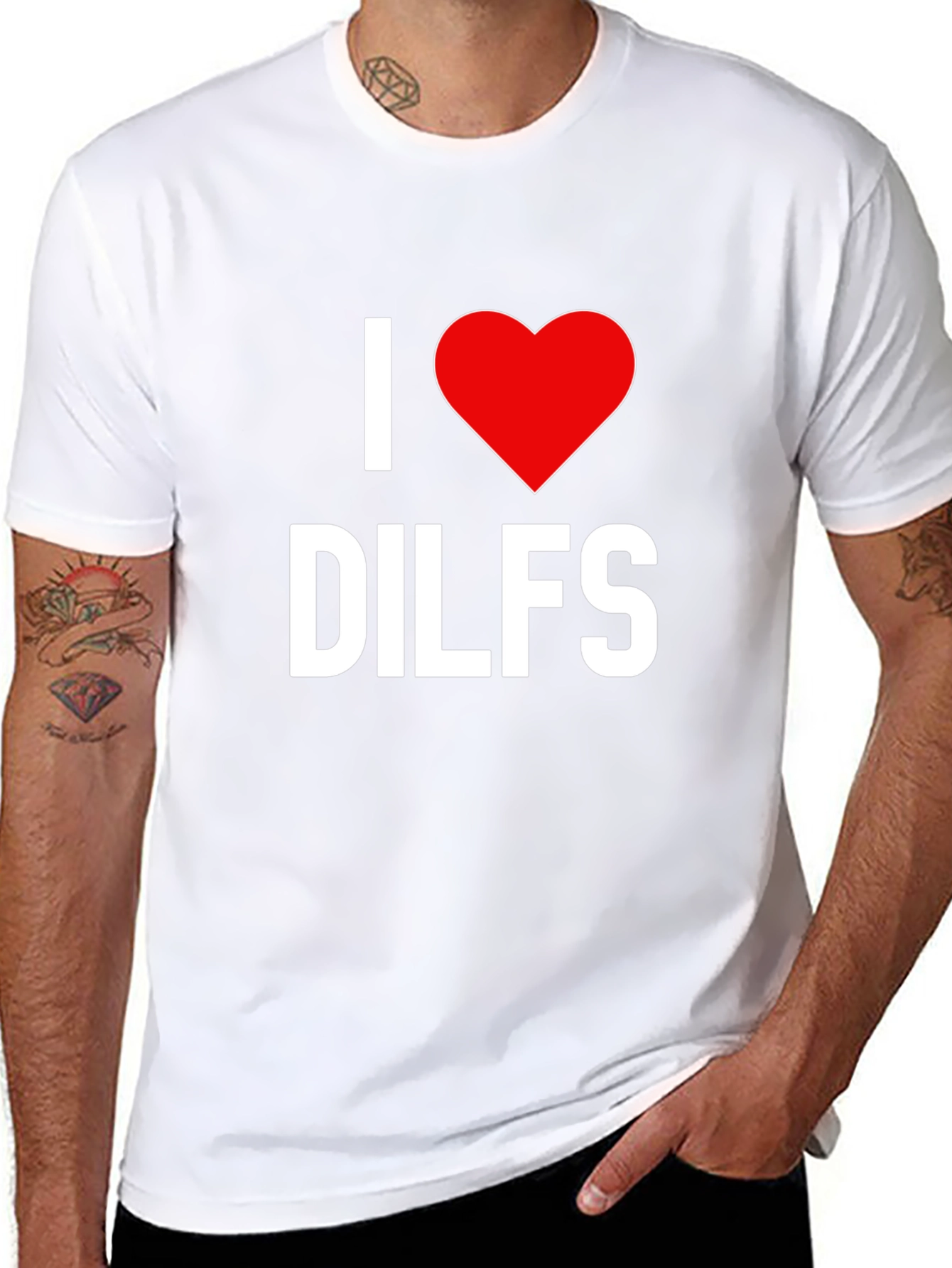 Black I Love DILFS Graphic Tee - Bold Statement Shirt view 8