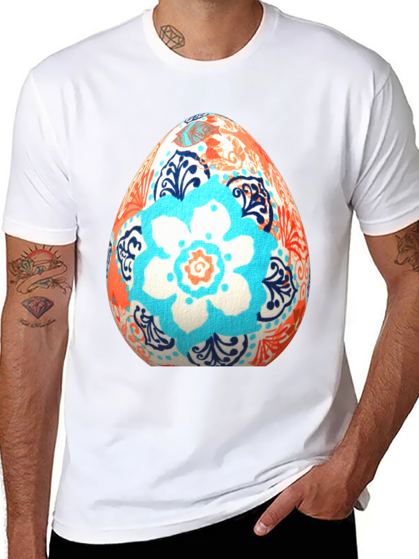 Black Floral Easter Egg T-Shirt view 8