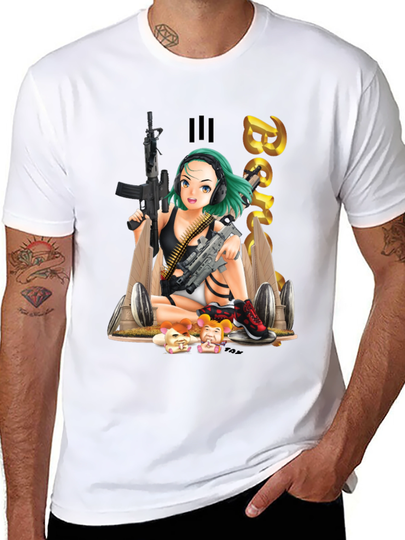 Black Anime Girl Graphic T-Shirt view 8