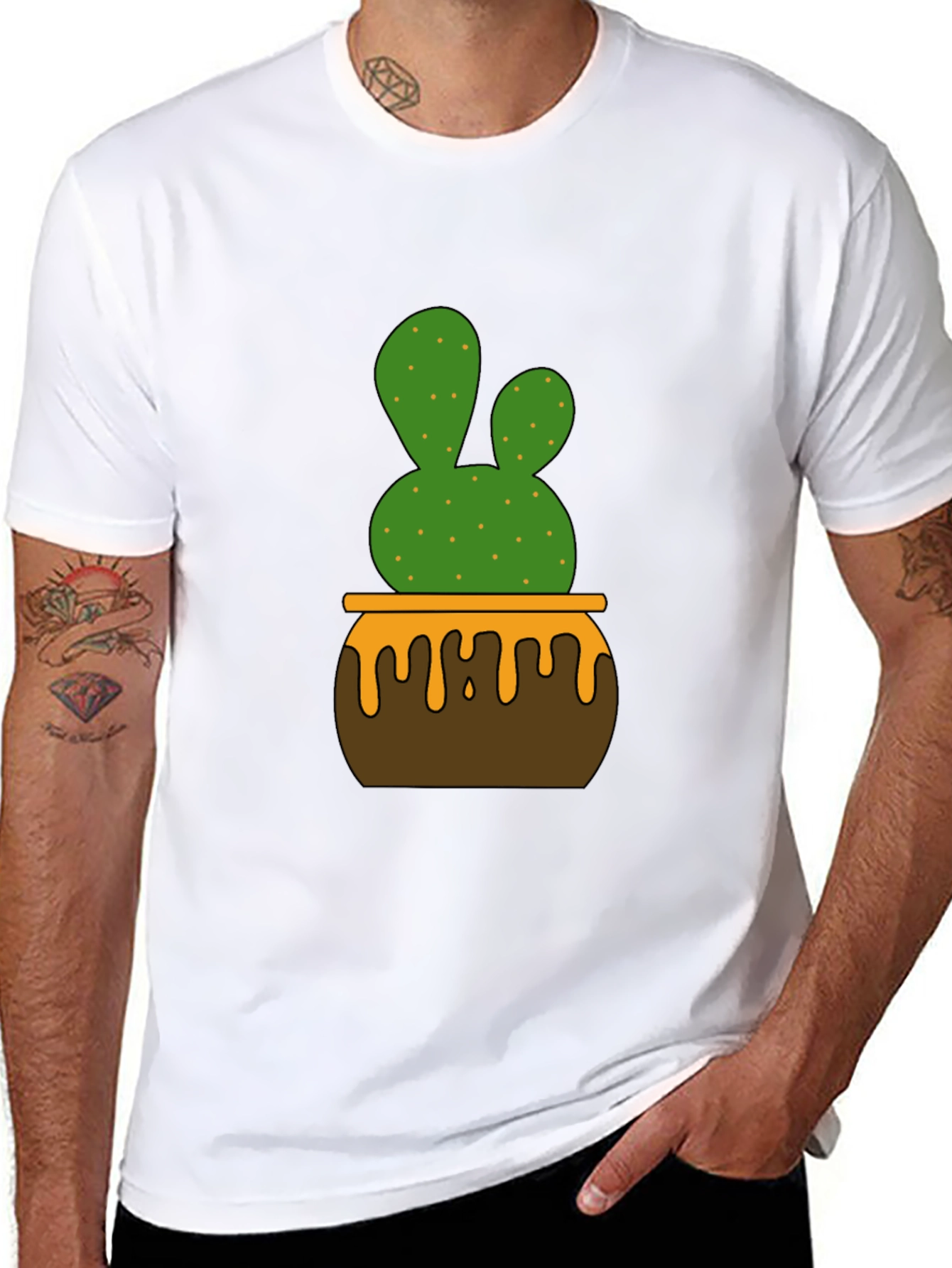 Black Cactus in Pot Graphic Tee - Stylish Unisex T-Shirt view 8