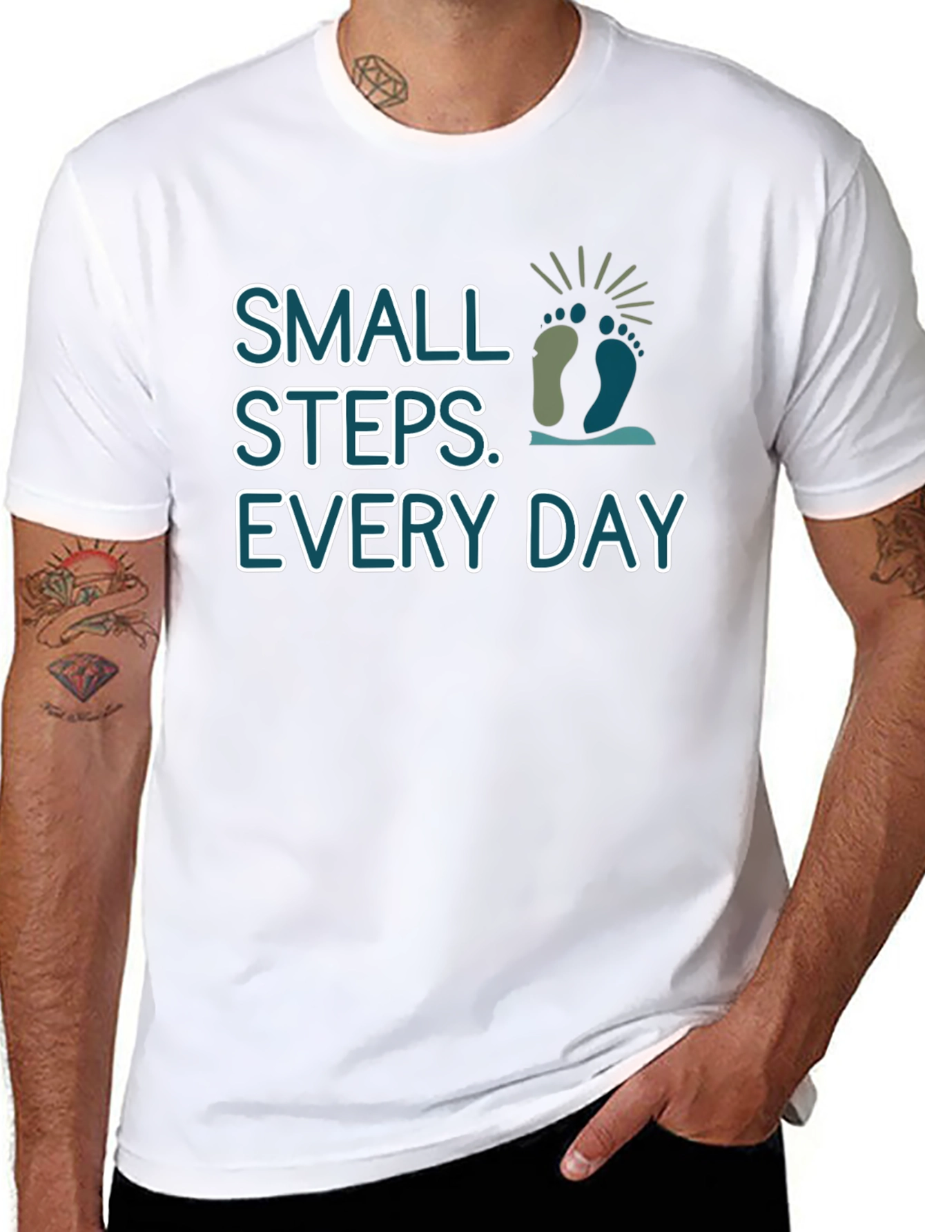 Black Small Steps Every Day Black T-Shirt view 8