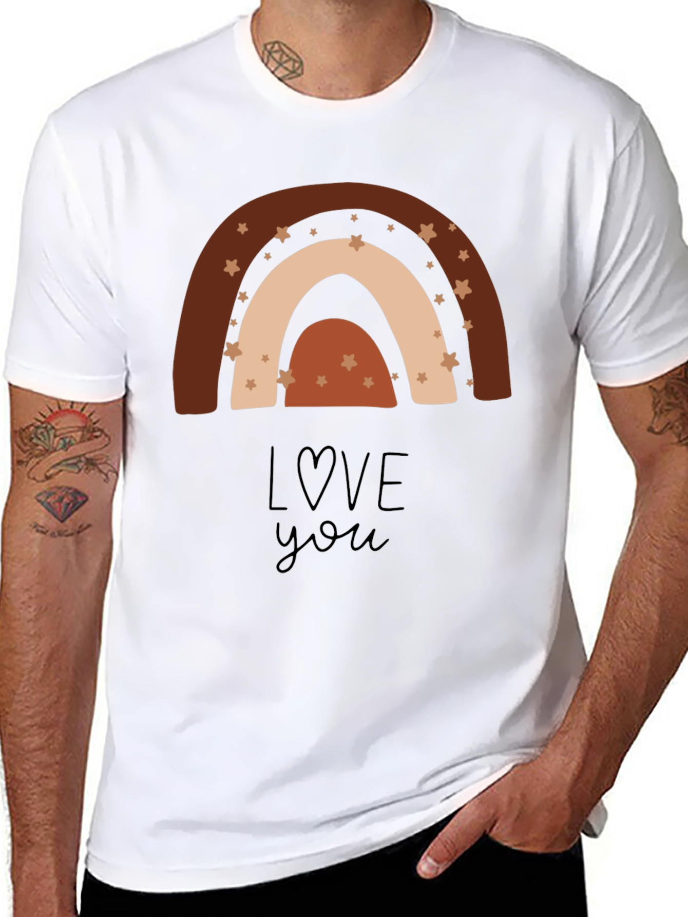 Black Boho Rainbow Love You T-Shirt view 8