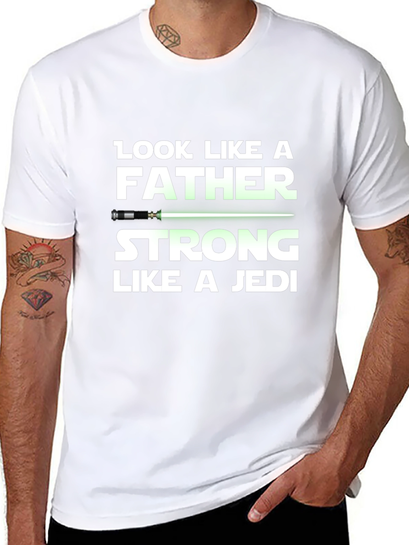 Black Father Strong Like a Jedi Graphic T-Shirt view 8
