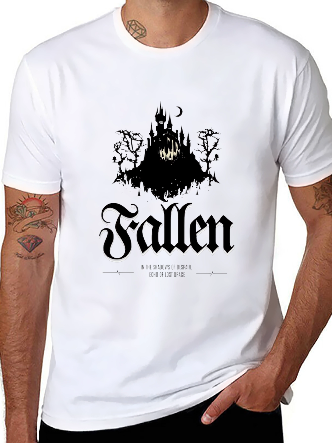Black Fallen Graphic Tee - Dark Gothic Style view 8