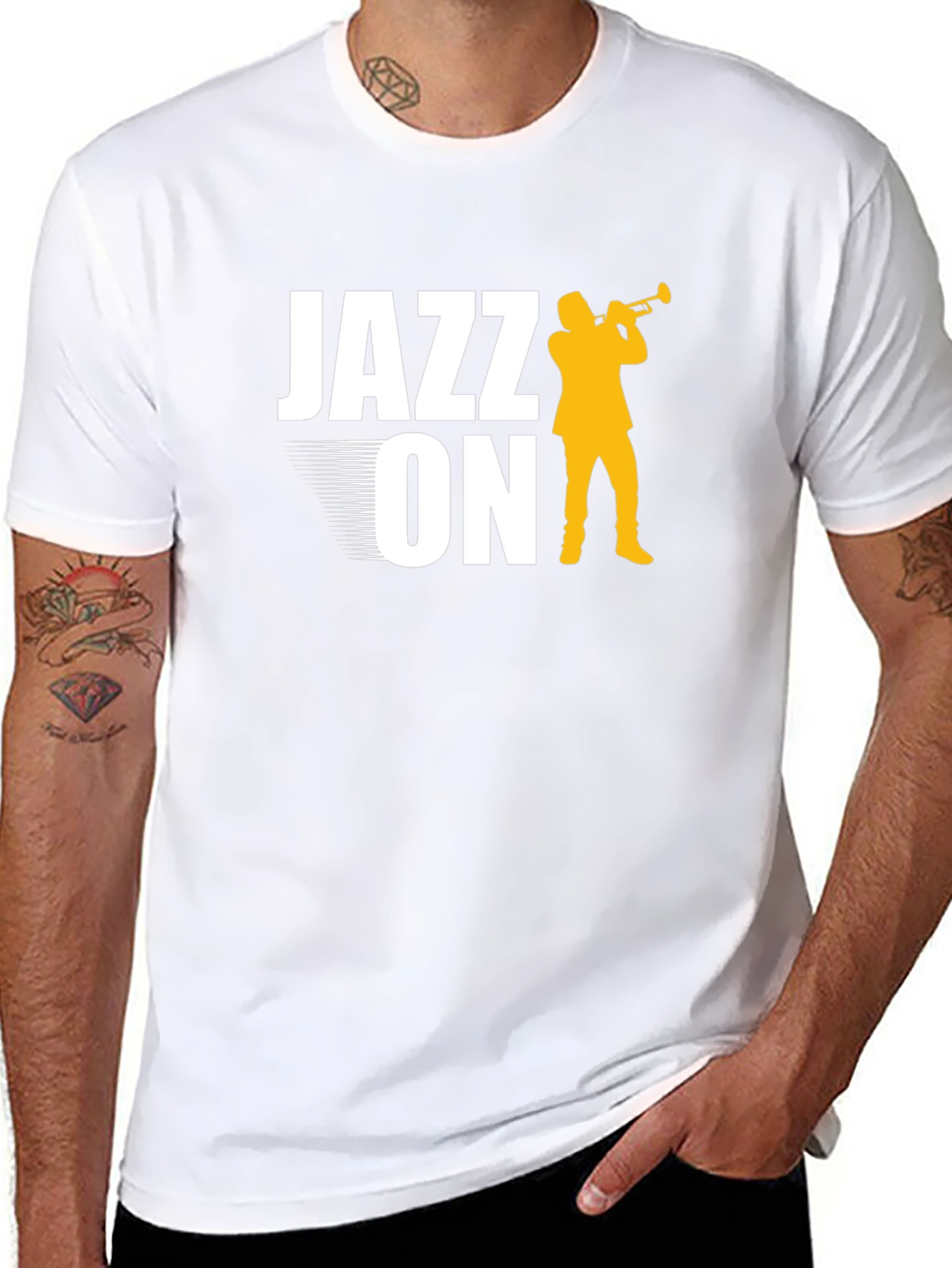 Black Jazz On Graphic Tee - Black Cotton T-Shirt view 8