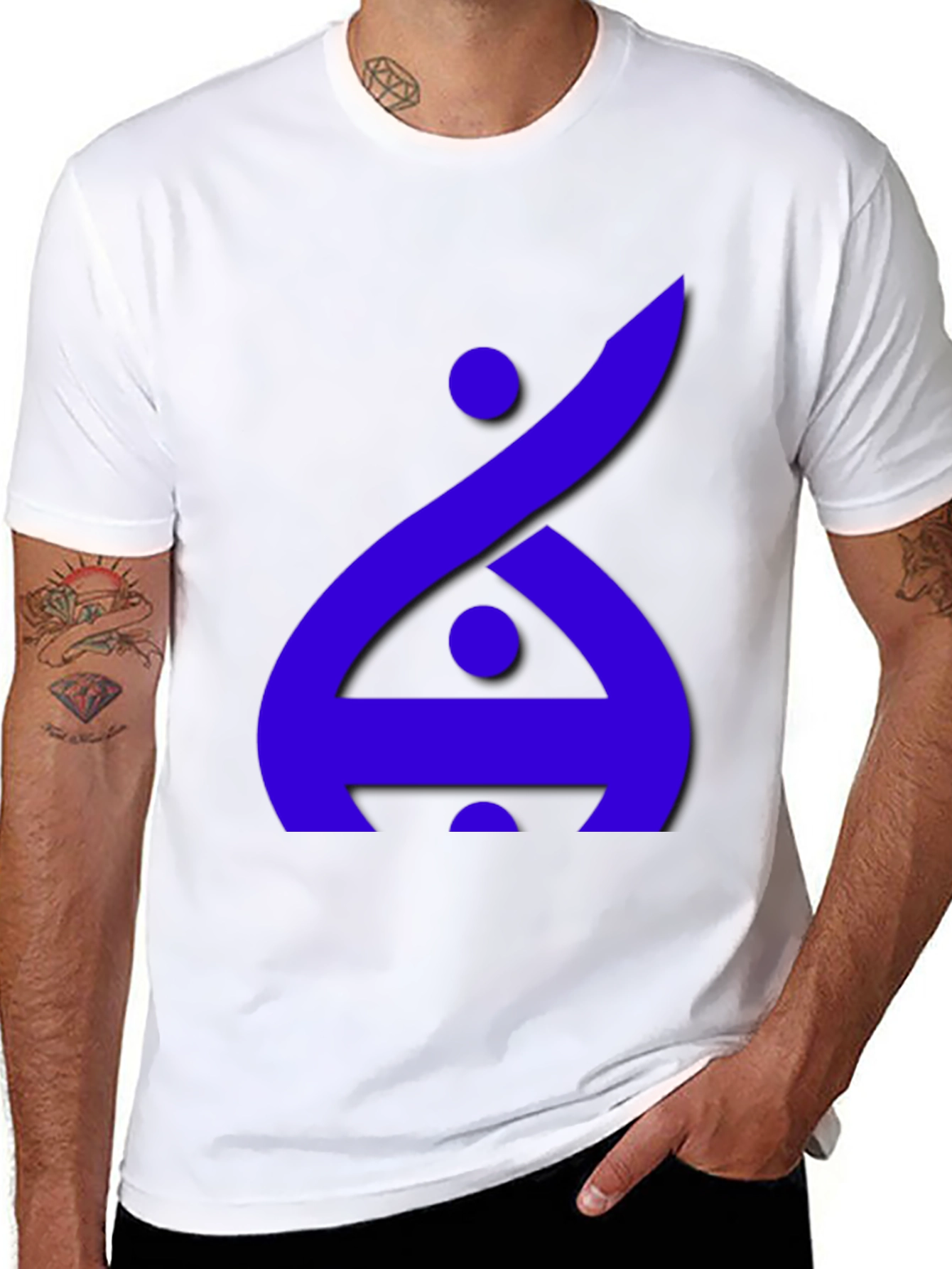 Black Modern Graphic Tee - Blue Abstract Design on Black view 8