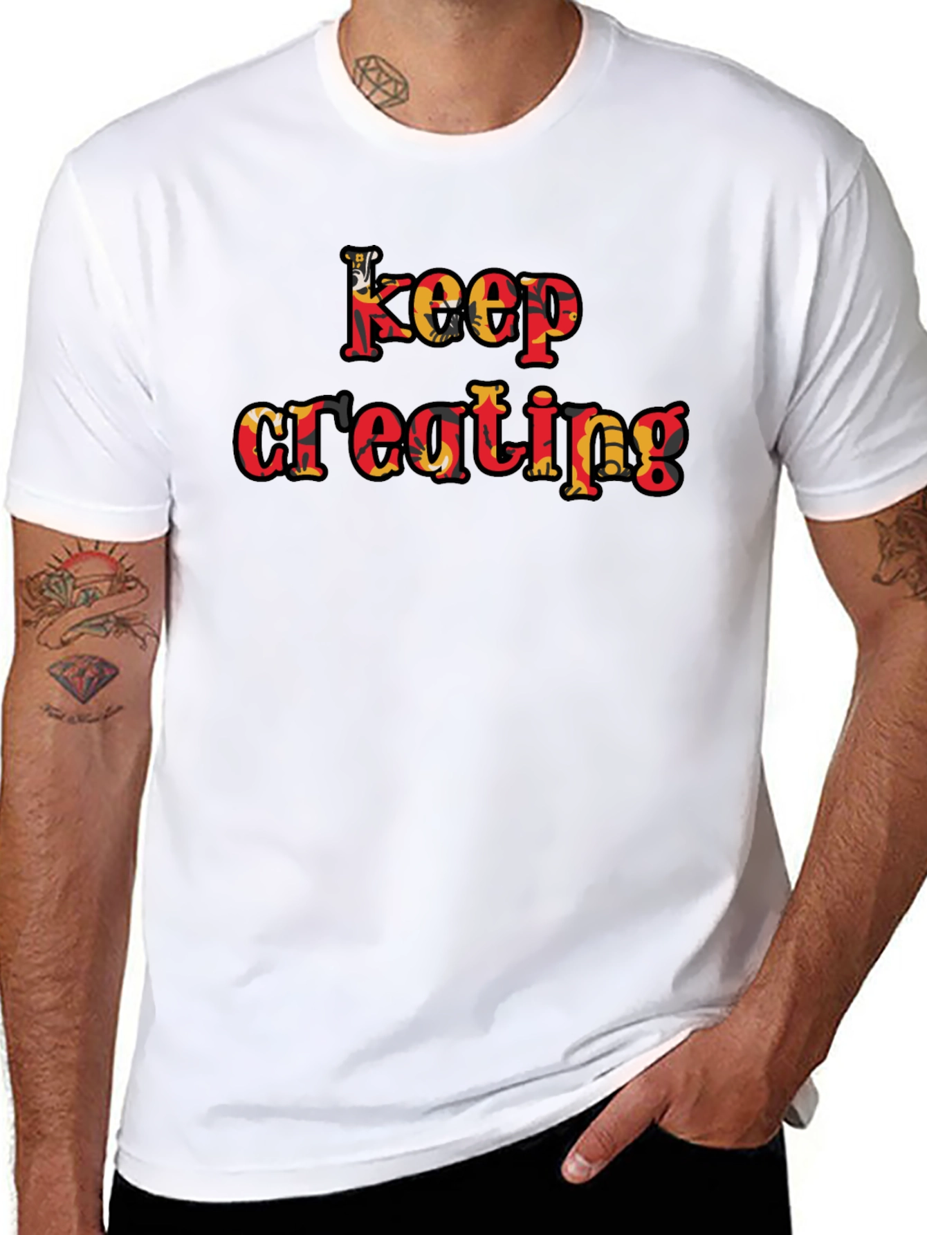 Black Keep Creating Graphic T-Shirt - Black view 8