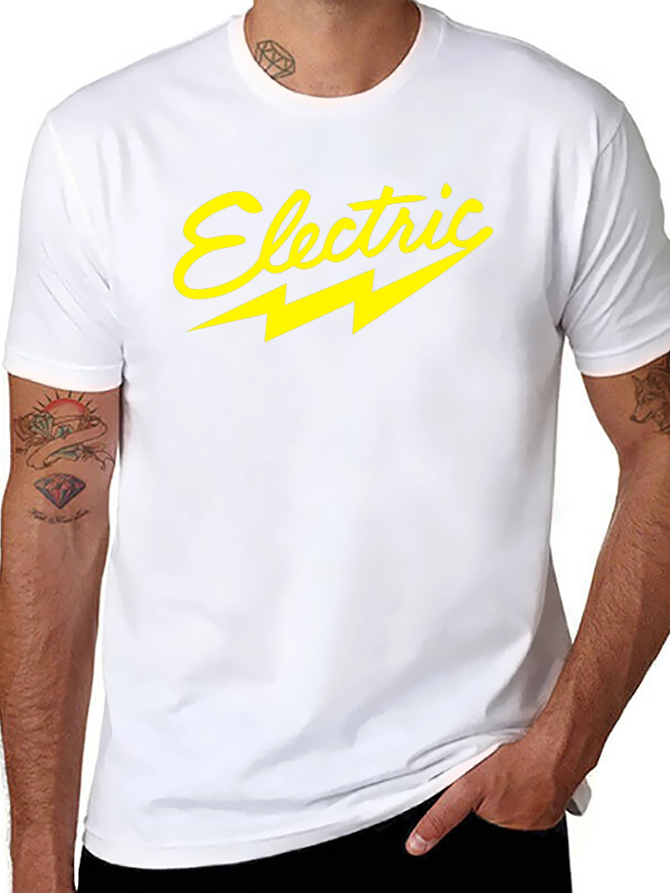 Black Electric Bolt Graphic Black T-Shirt view 8