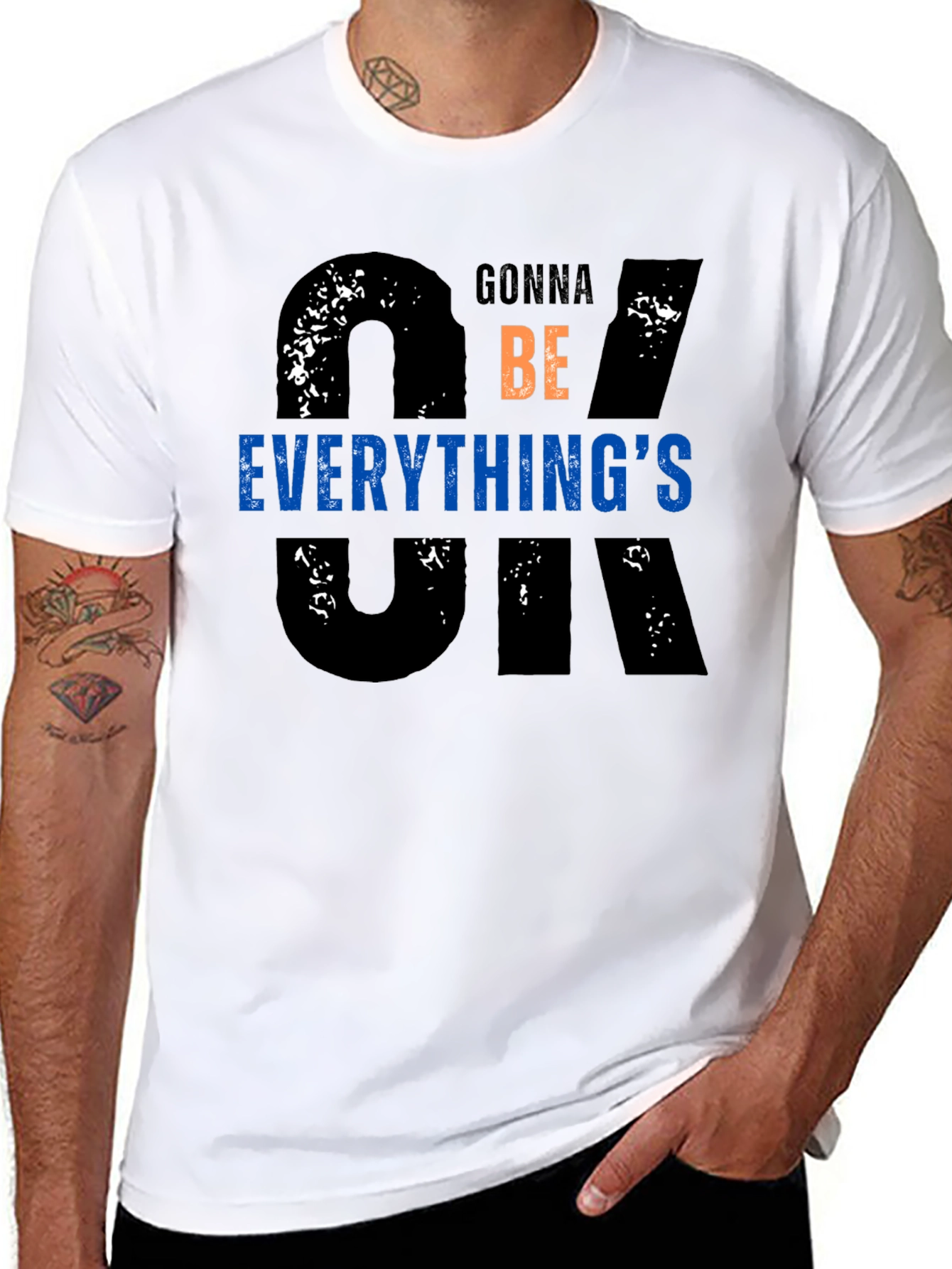 Black Everything's OK Graphic T-Shirt view 8