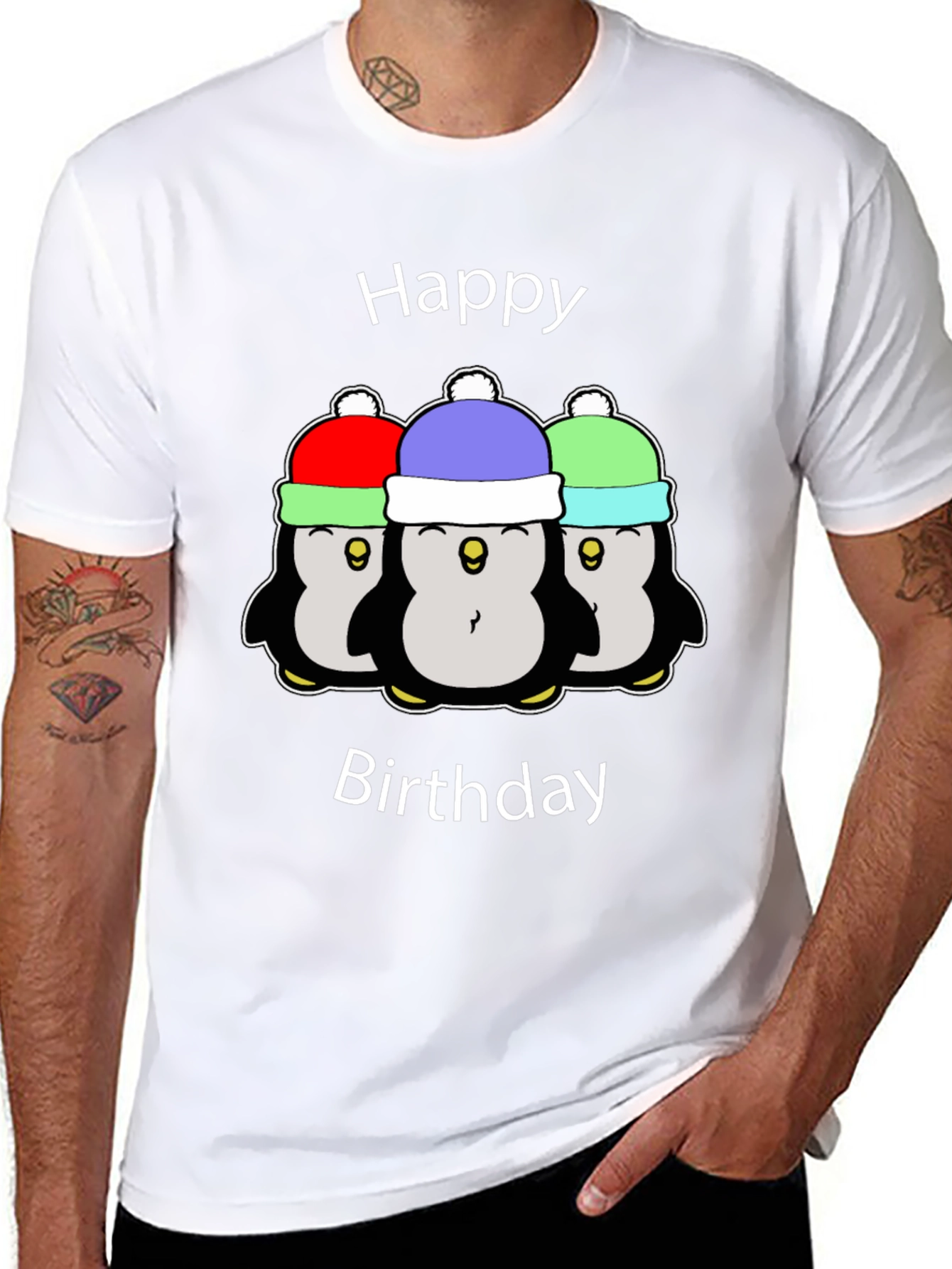 Black Penguin Birthday T-Shirt - Fun Party Tee view 8