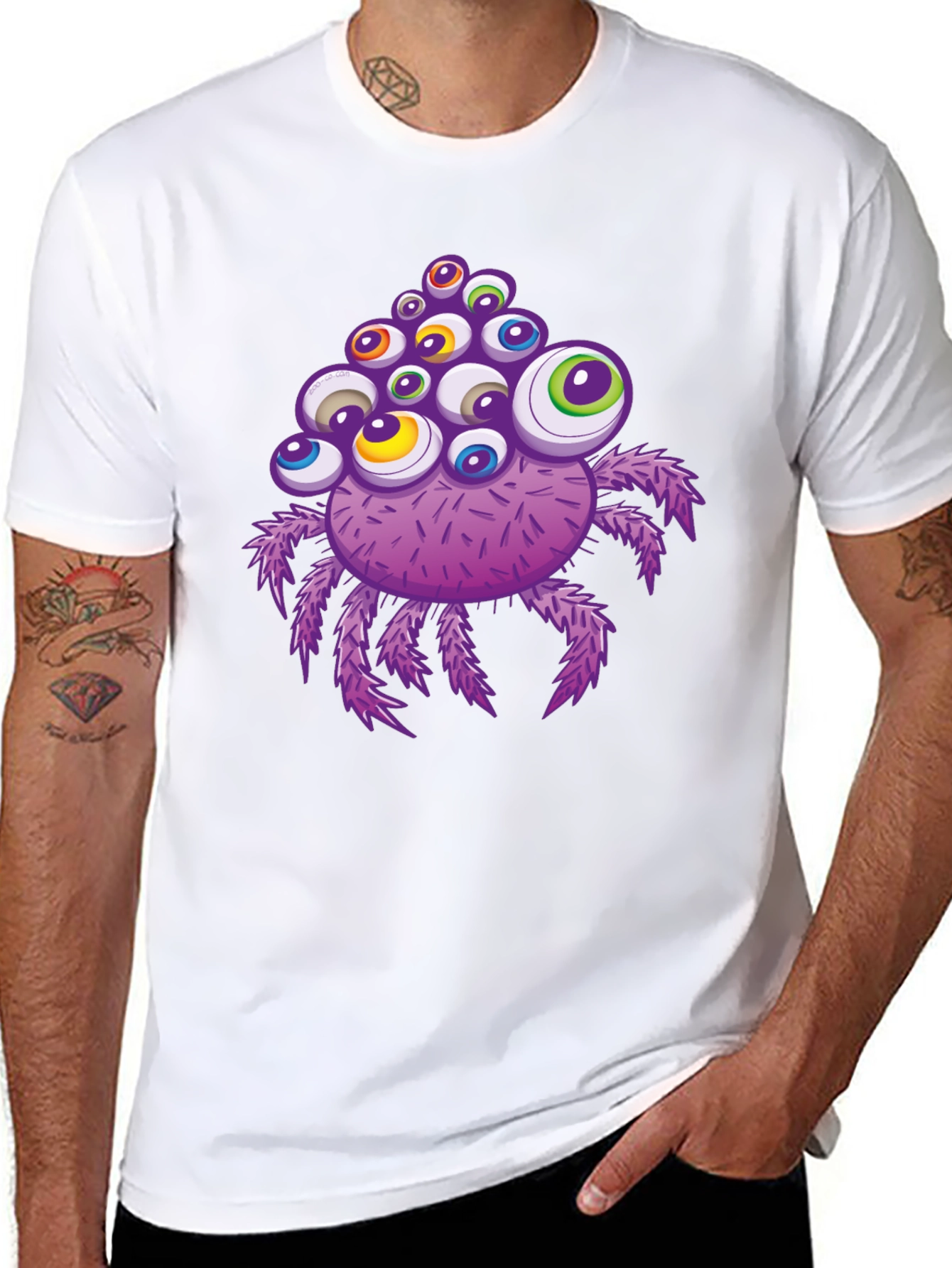 Black Eye-Catching Spider Graphic T-Shirt view 8