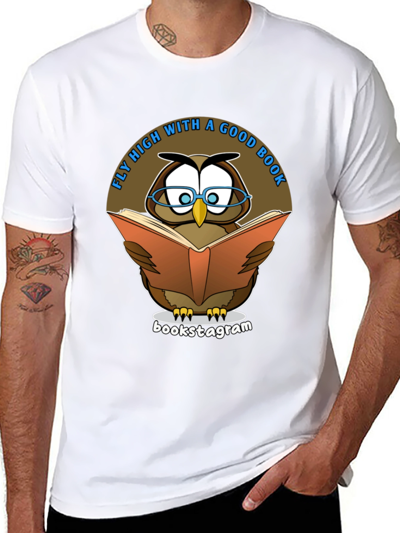 Black Fly High With A Good Book Owl T-Shirt view 8