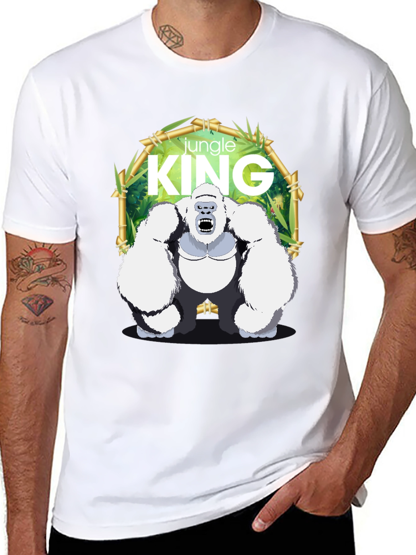Black Jungle King Gorilla Graphic T-Shirt view 8