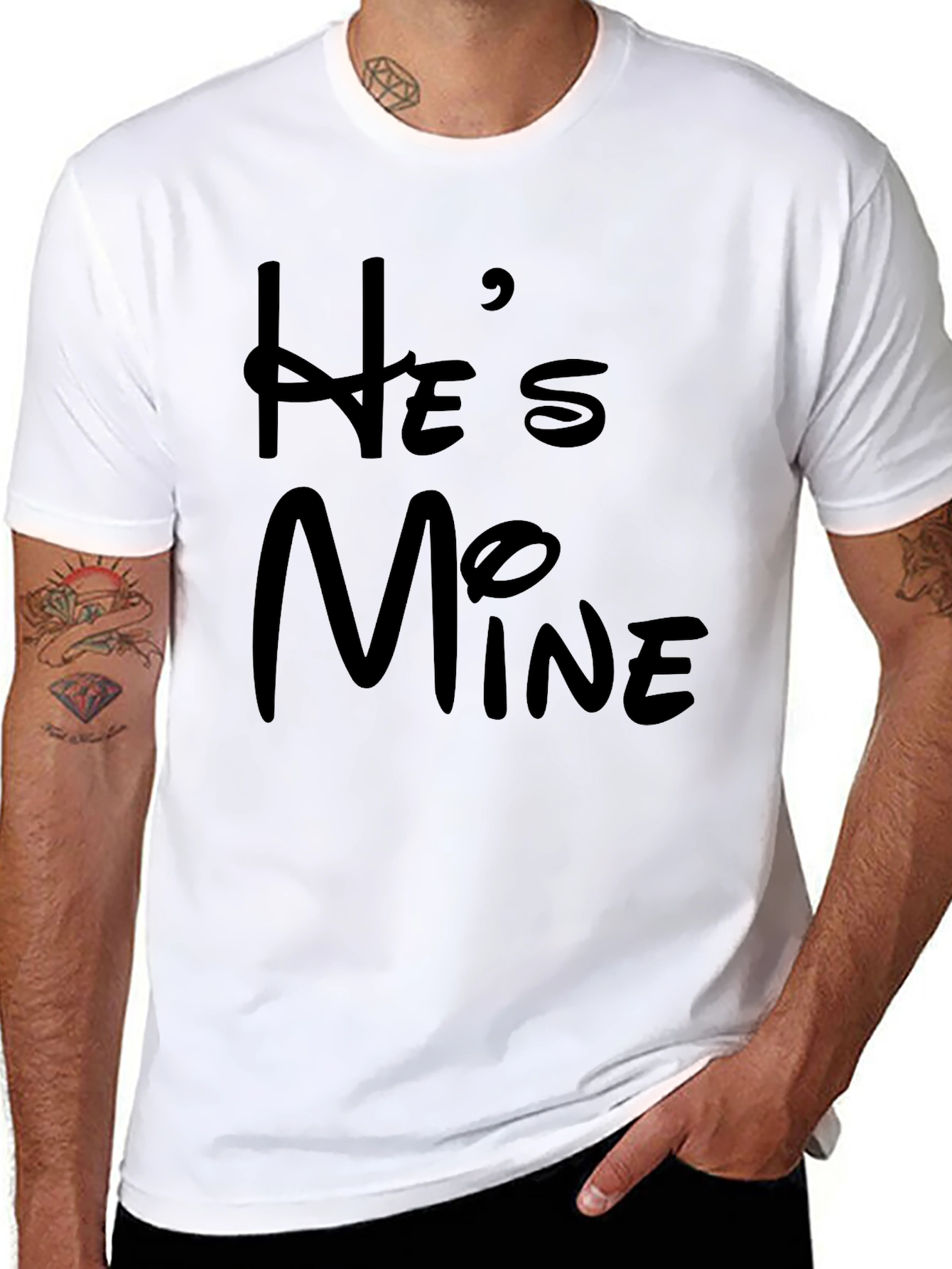 Black He's Mine Black Graphic Tee for Men view 8