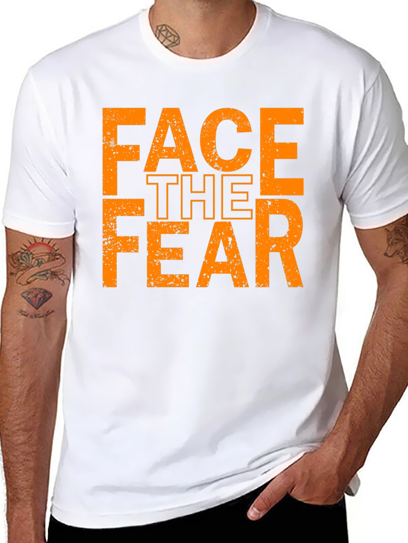 Black Face The Fear Graphic Tee - Black Cotton T-Shirt view 8