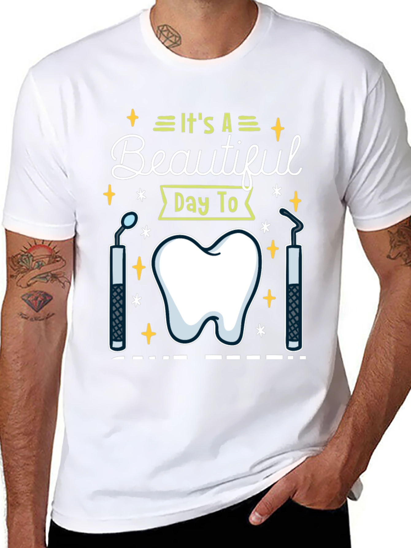 Black Dental Hygienist T-Shirt - It's A Beautiful Day To view 8
