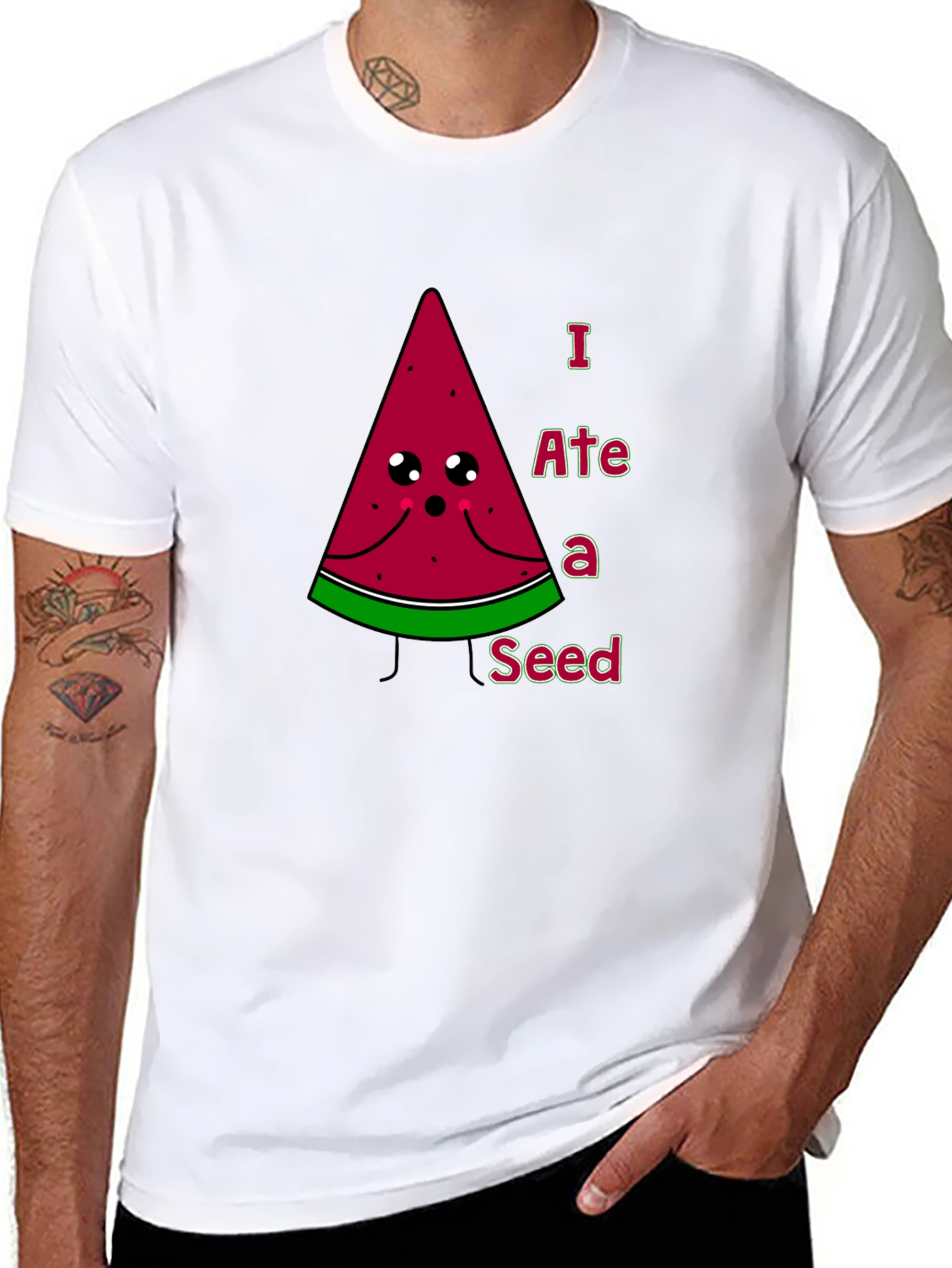 Black Funny Watermelon Seed T-Shirt view 8