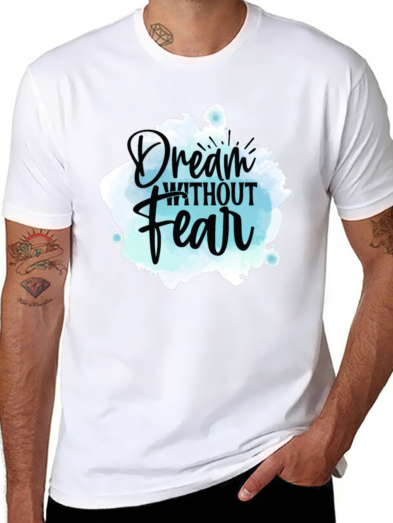 Black Dream Without Fear Graphic Tee - Inspiring Design view 8