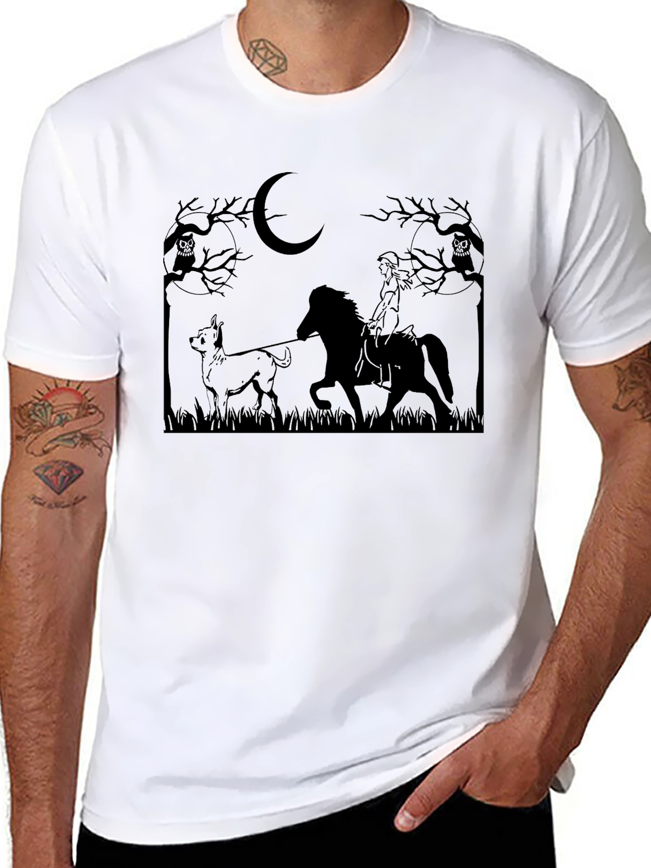 Black Moonlit Ride Graphic T-Shirt - Unisex Black Tee view 8