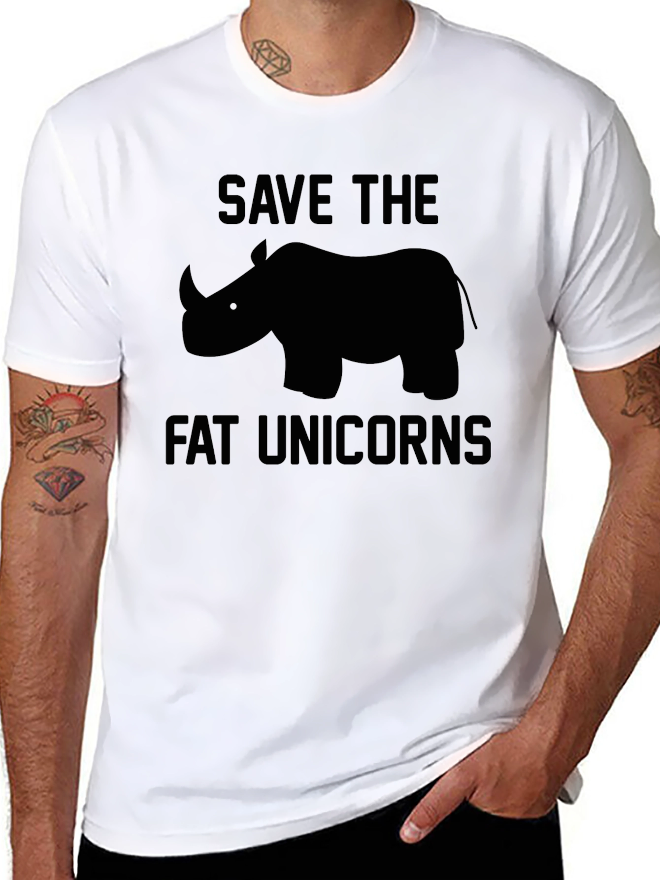 Black Save The Fat Unicorns Graphic Tee view 8