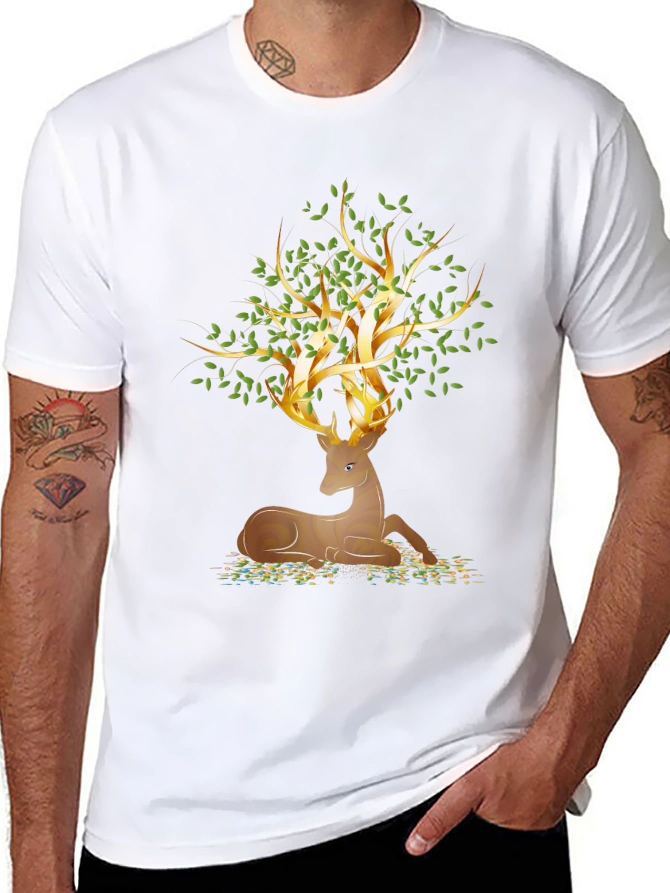 Black Deer Tree Graphic Tee - Nature Inspired Style view 8